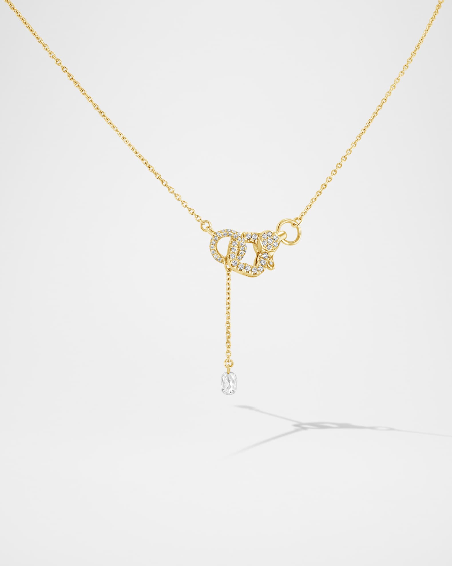 18K Yellow Gold Diamond Clasp Necklace, 16"L, 0.35ctw 0