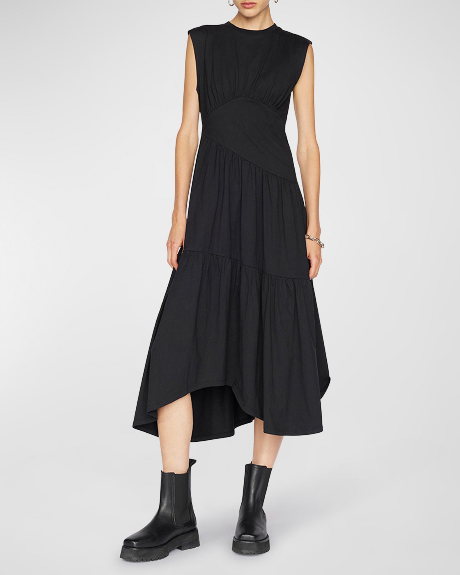 FRAME Gathered Seam Midi Dress | Neiman Marcus