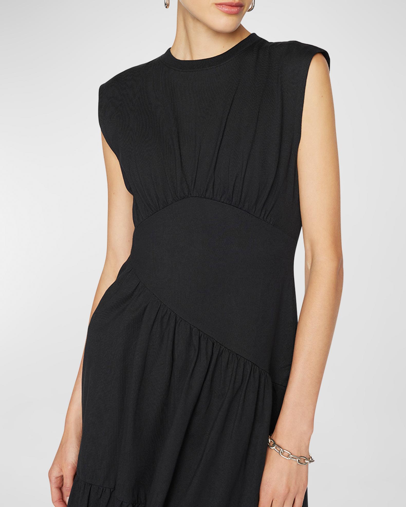 FRAME Gathered Seam Midi Dress | Neiman Marcus
