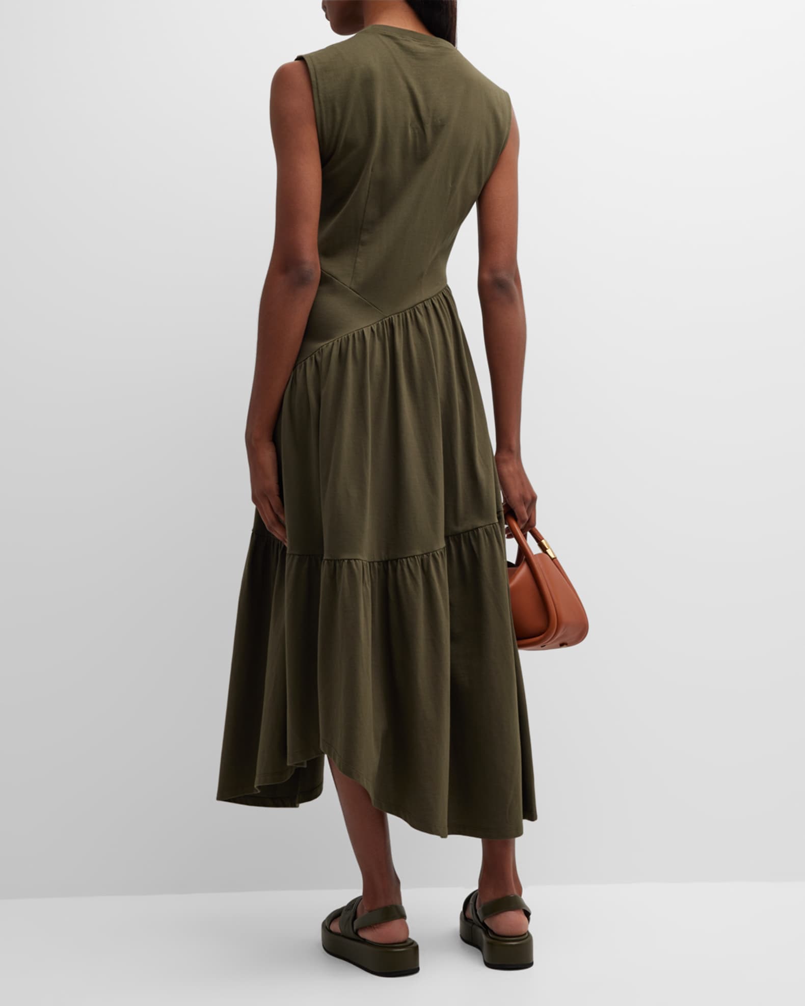 FRAME Gathered Seam Midi Dress | Neiman Marcus