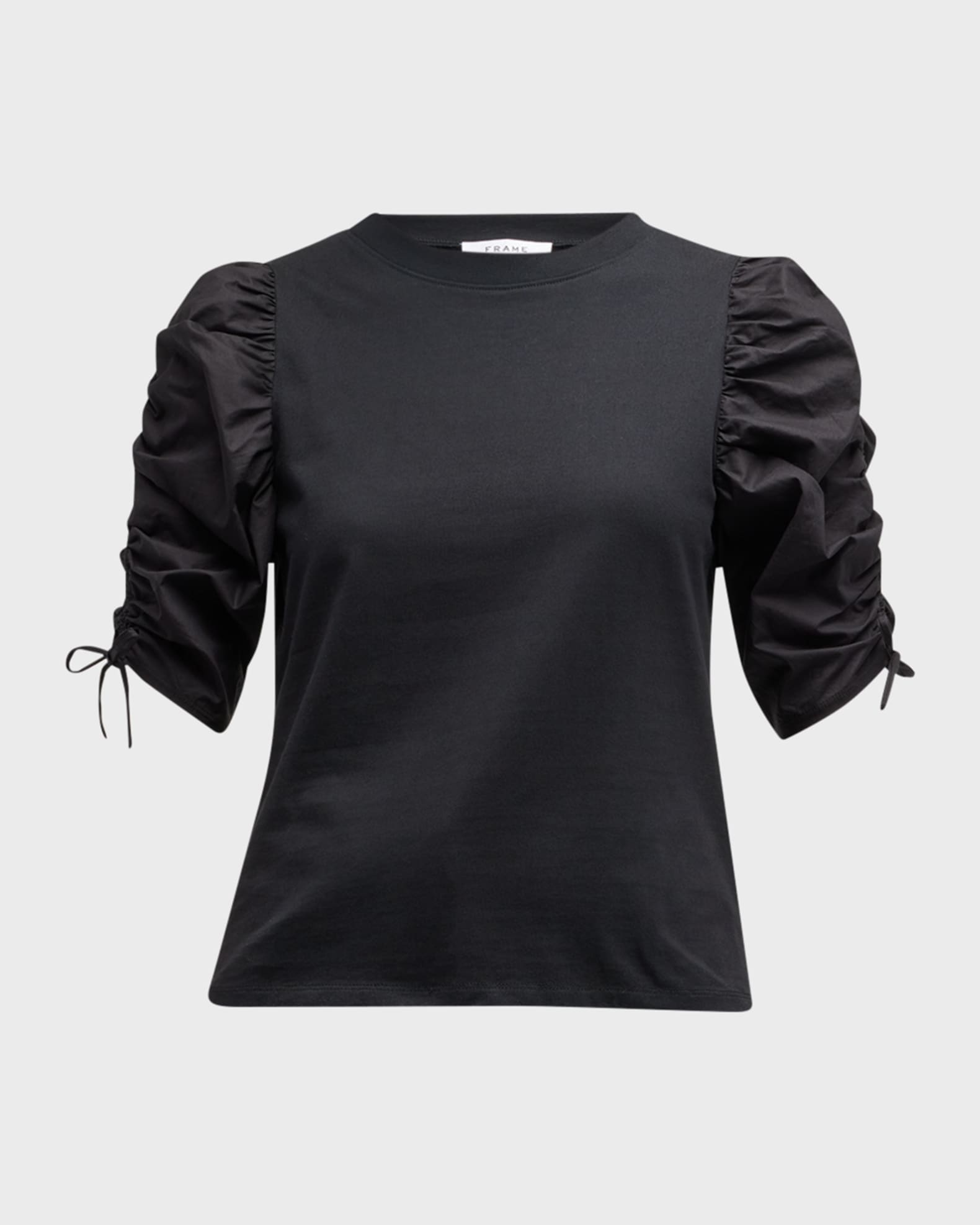 FRAME Ruched-Sleeve Tee | Neiman Marcus