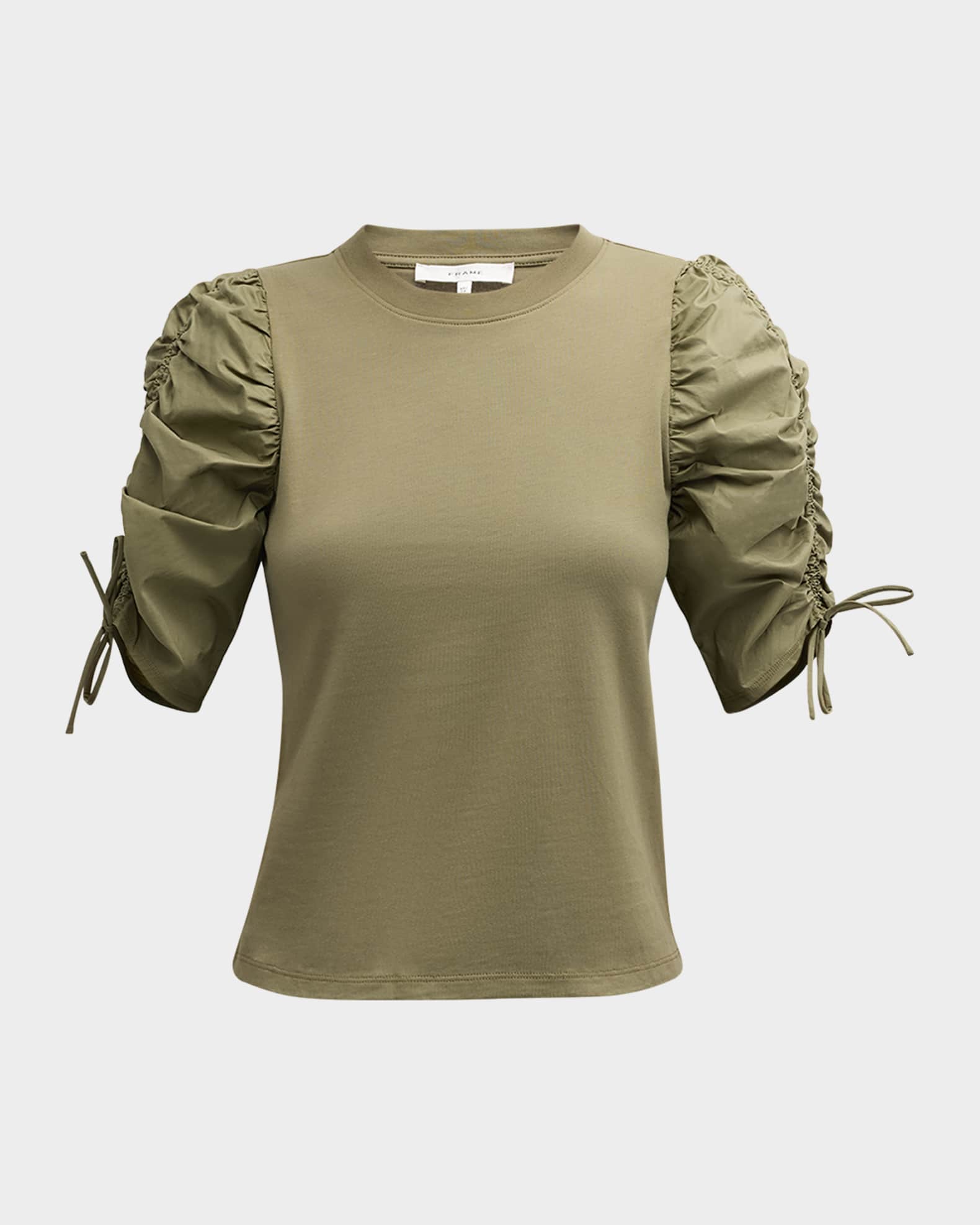 Ruched sleeve tee discount