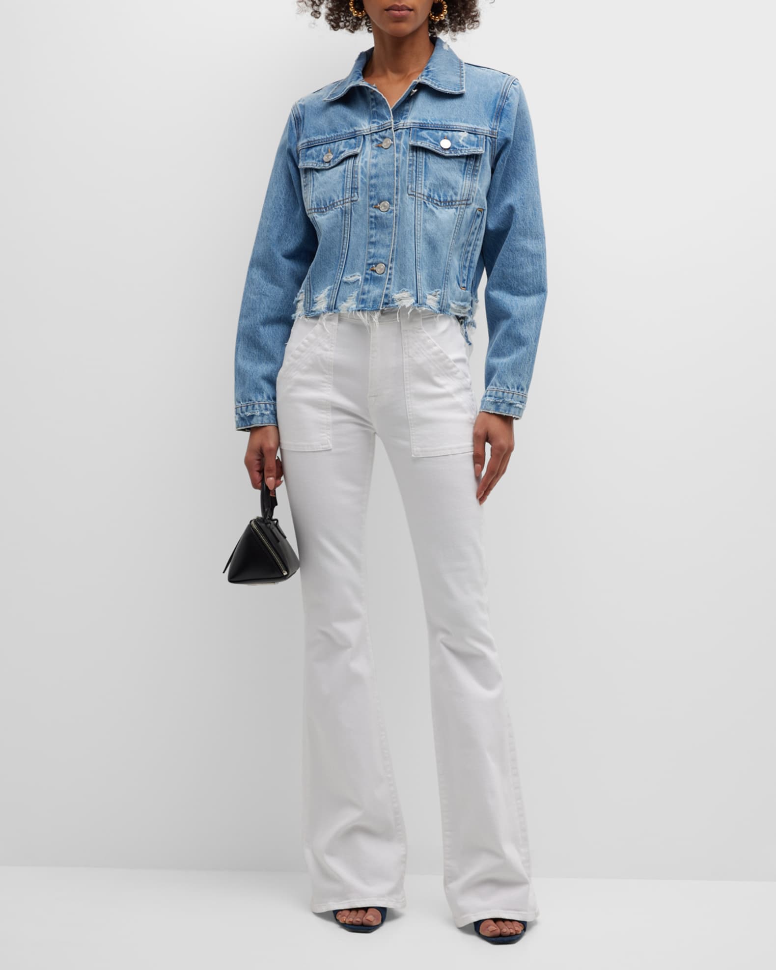 FRAME Vintage Cropped Denim Jacket | Neiman Marcus