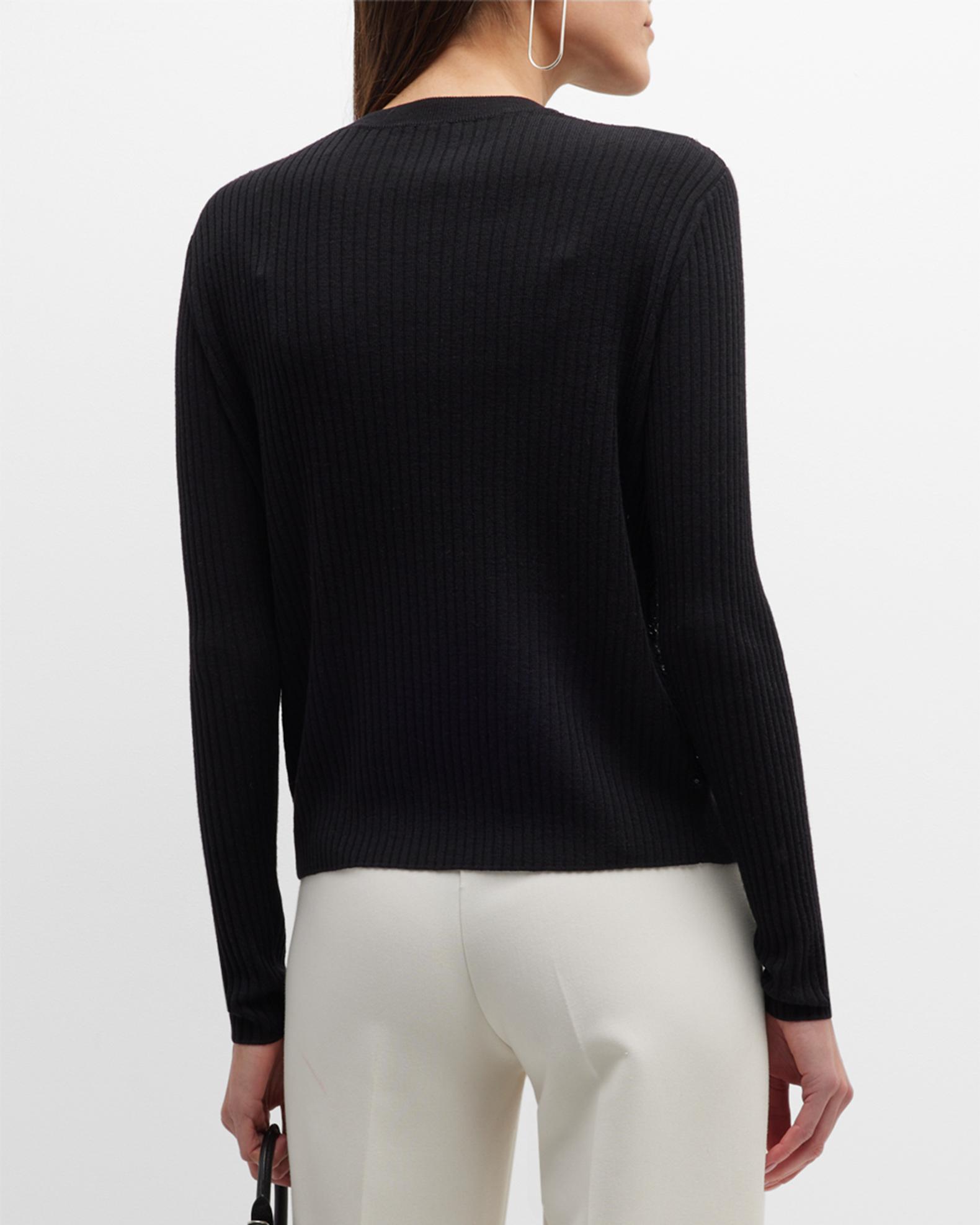 St. John Sequin-Front Wide Rib Knit Cardigan | Neiman Marcus