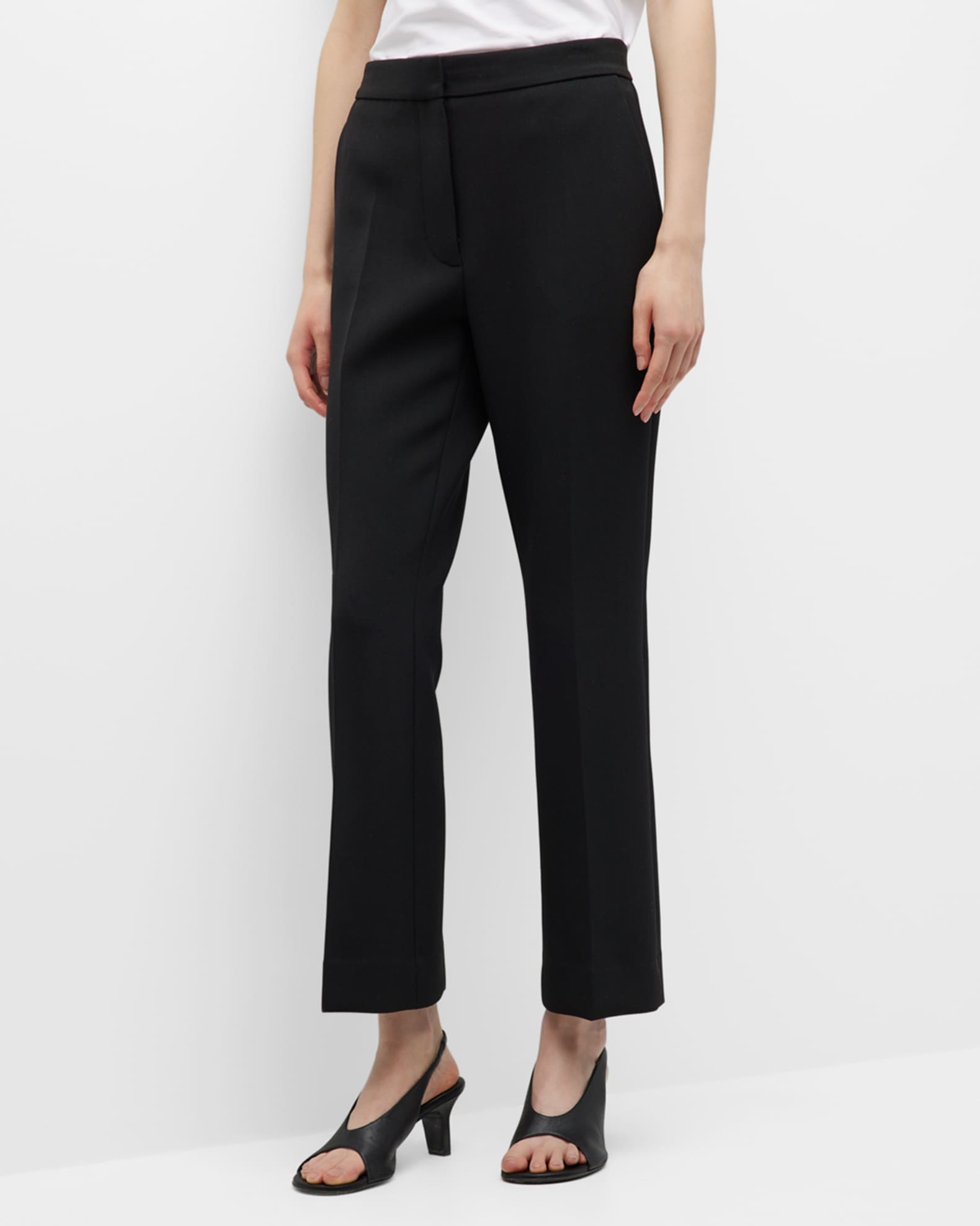 St. John Straight-Leg Ankle Stretch Crepe Suiting Pants | Neiman Marcus