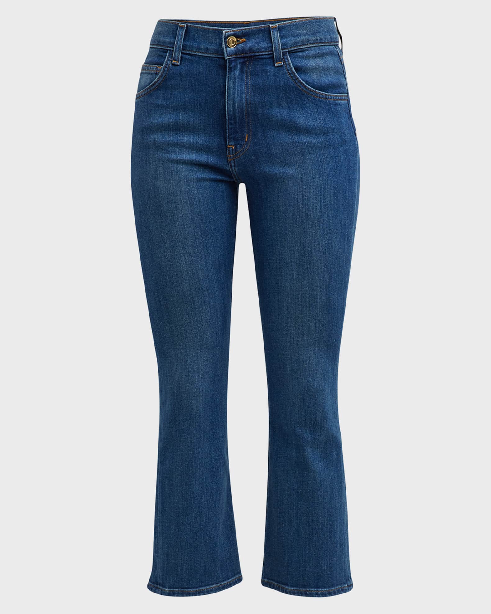 Cropped Stretch Denim Flare Jeans 0