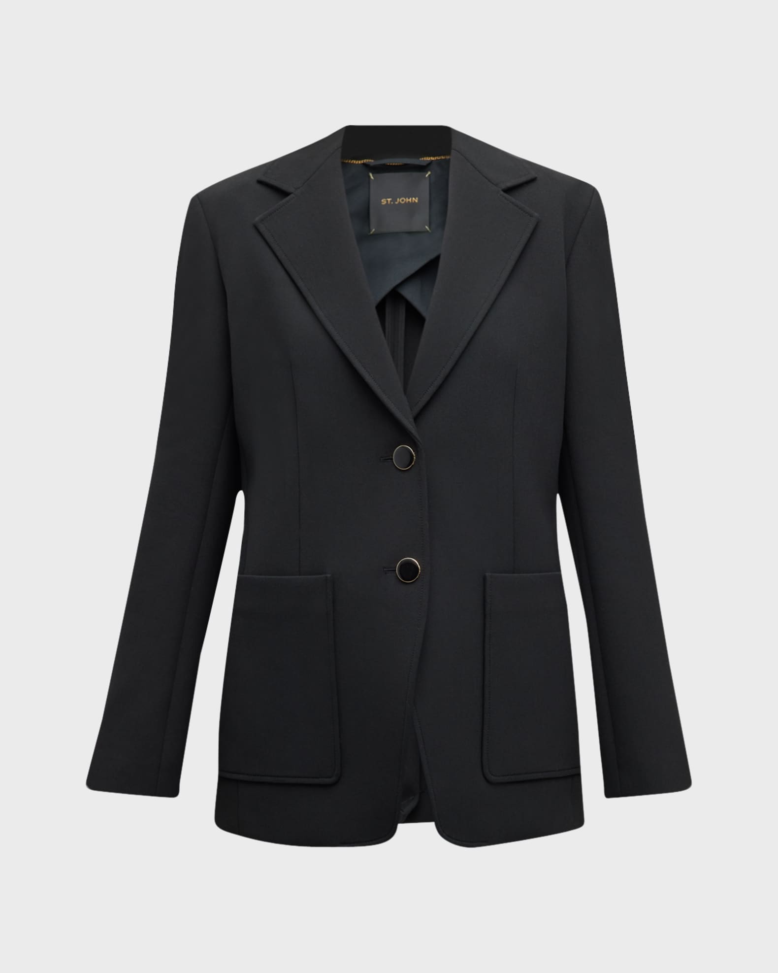 St. John Stretch Crepe Single-Breasted Suiting Jacket | Neiman Marcus