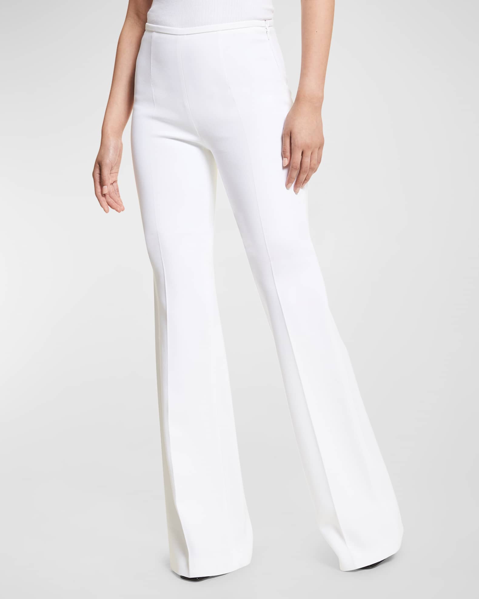 White flare pants