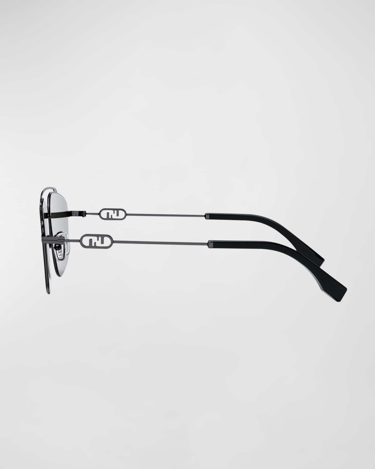 Fendi Men's O'Clock Metal Double-Bridge Aviator Sunglasses | Neiman Marcus