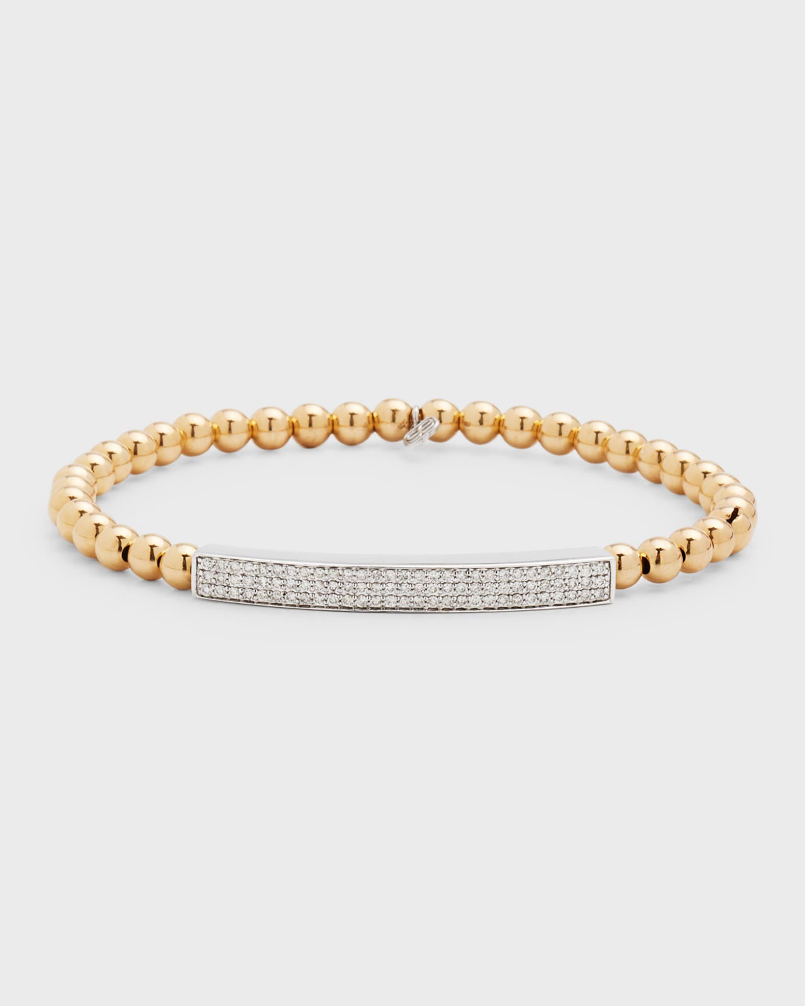 14K Three-Row Pave Bar on Bead Bracelet 0