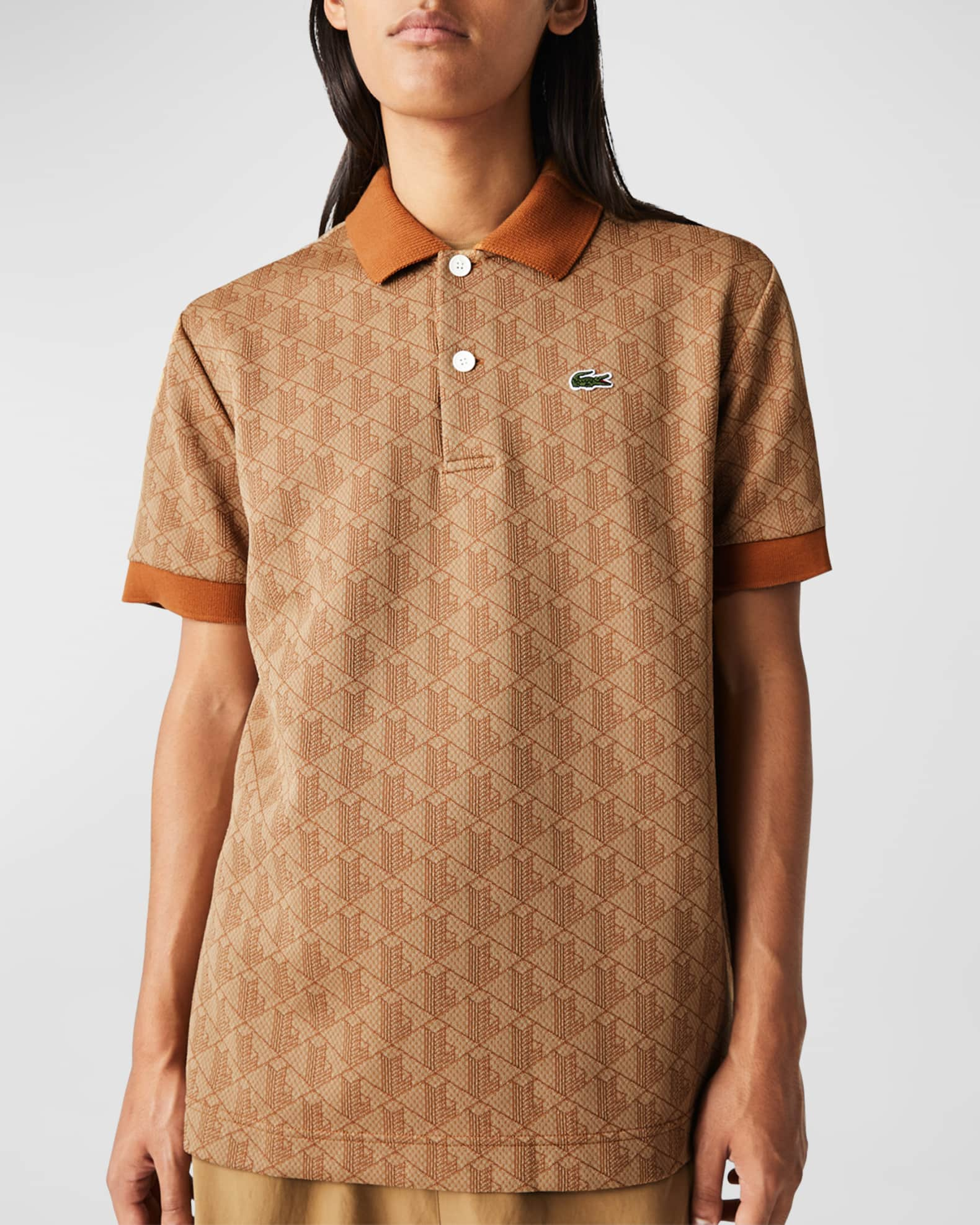 Louis Vuitton Front Button Short Sleeve Brown & Beige Monogram Shirt  Women/Men