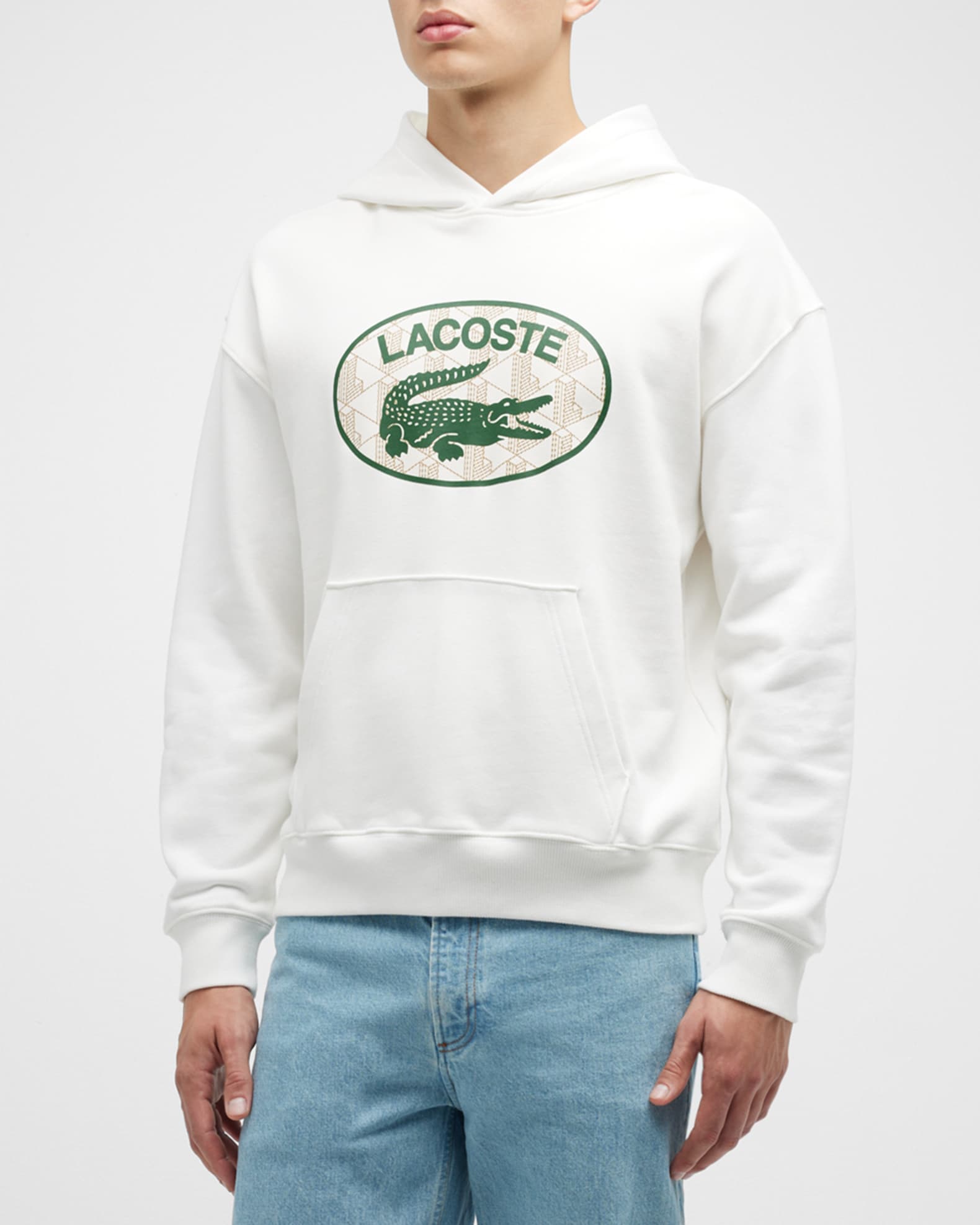 Lacoste Men's Monogram Logo Hooded Sweatshirt | Neiman Marcus