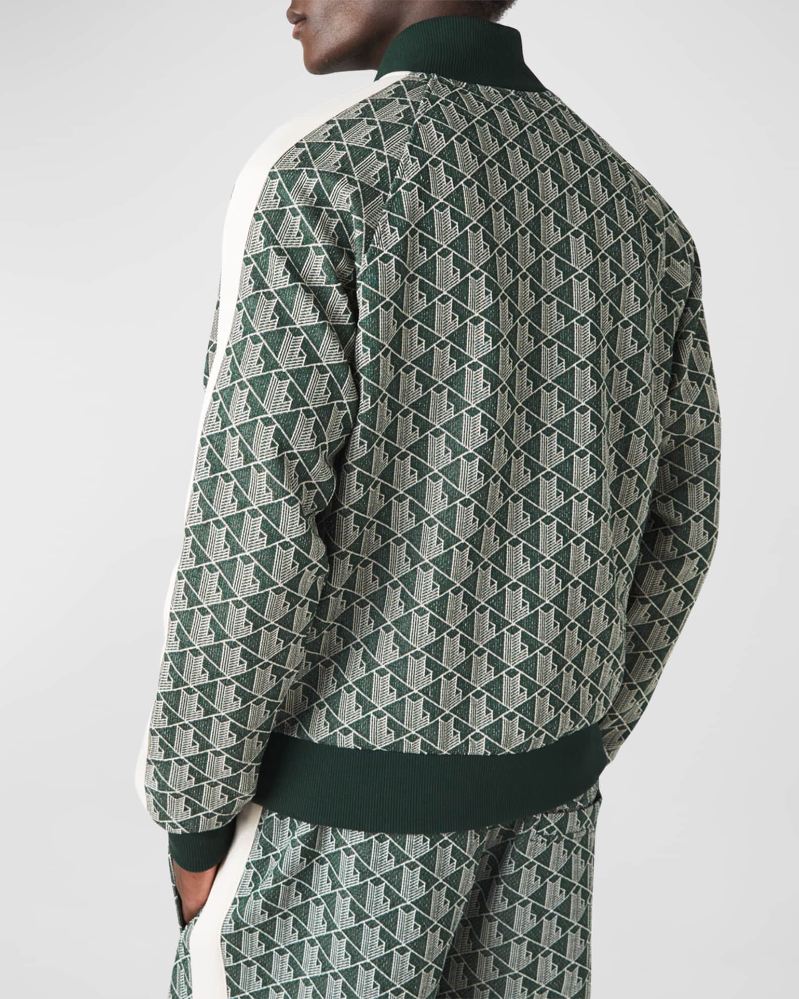 Lacoste Monogram-print Track Jacket in Green for Men