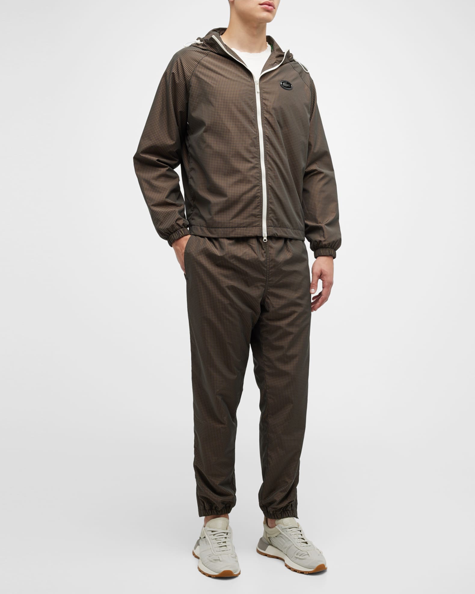 Lacoste Men's Water-Repellent Check Track Pants Neiman Marcus