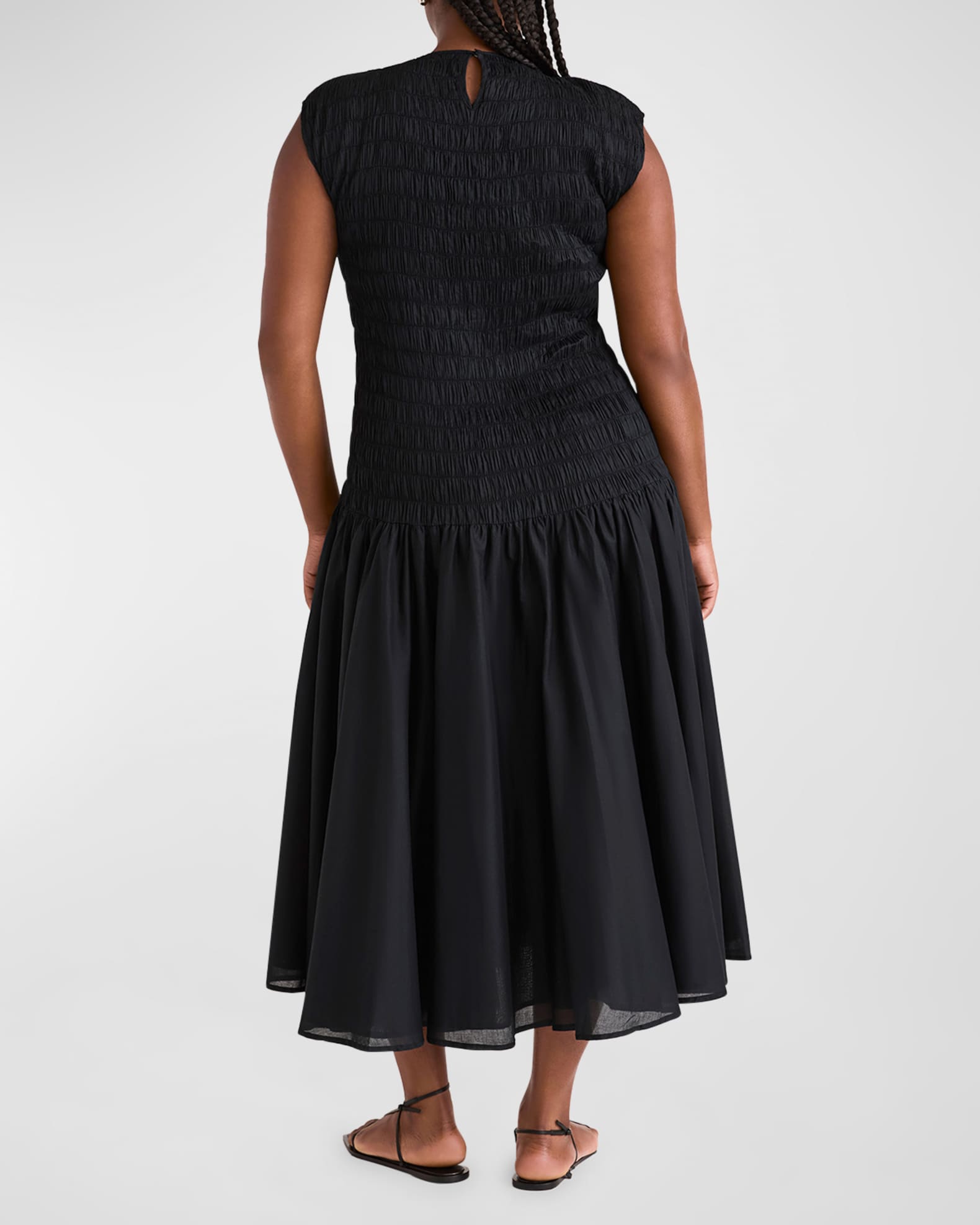 Merlette Stijl Smocked Cap-Sleeve Voile Midi Dress | Neiman