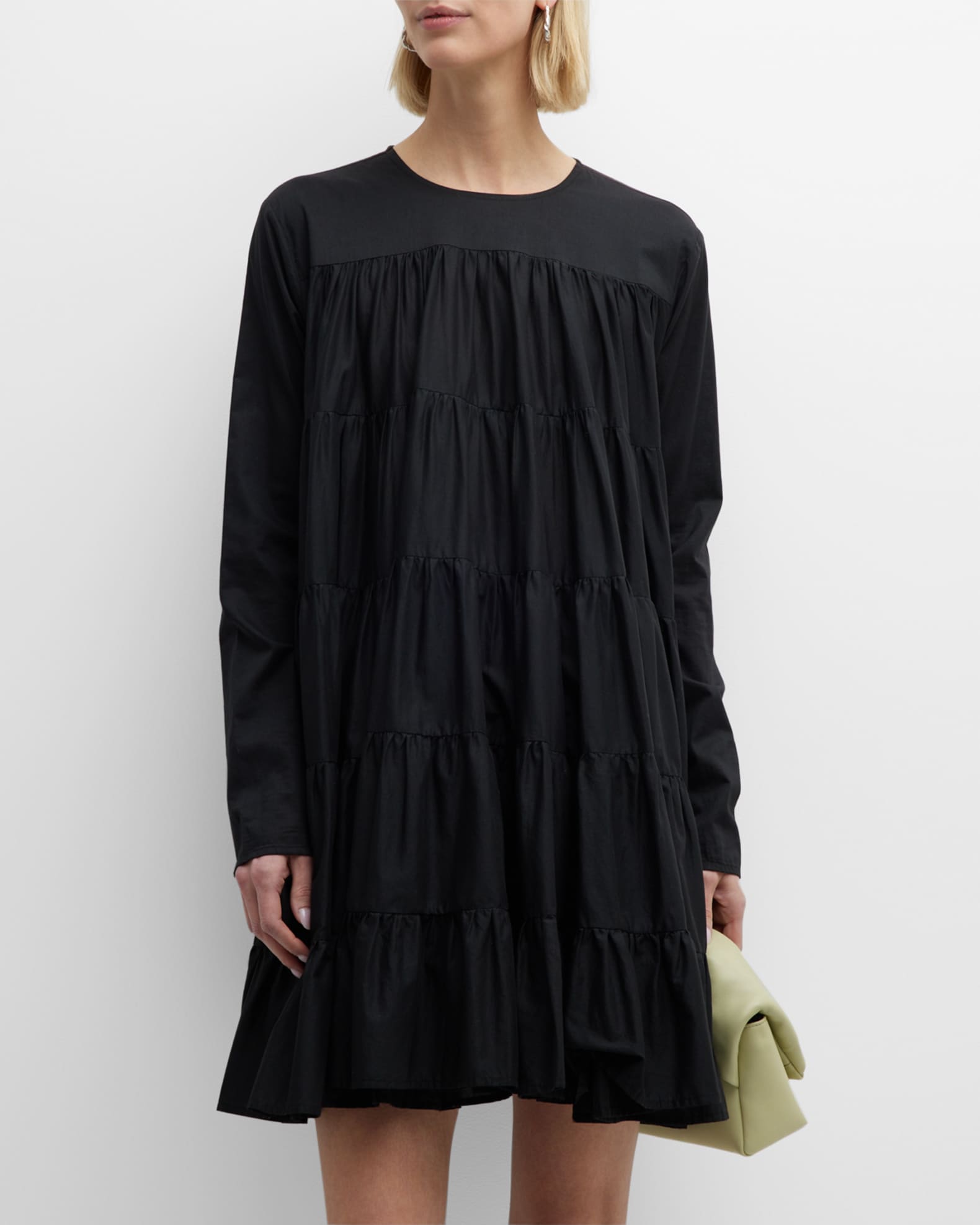 Merlette Soliman Tiered Long-Sleeve Mini Dress | Neiman Marcus