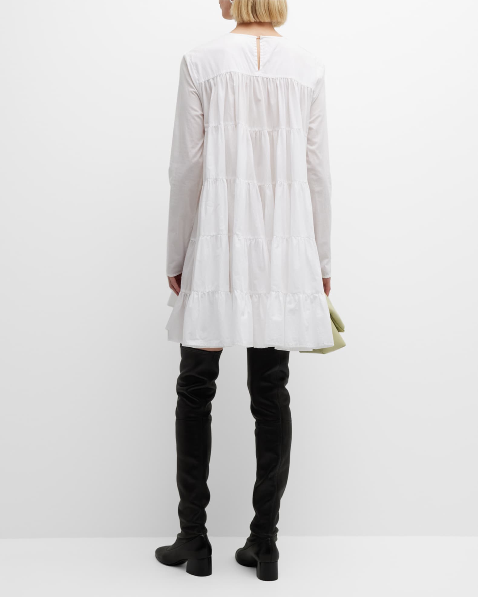 Merlette Soliman Tiered Long-Sleeve Mini Dress | Neiman Marcus