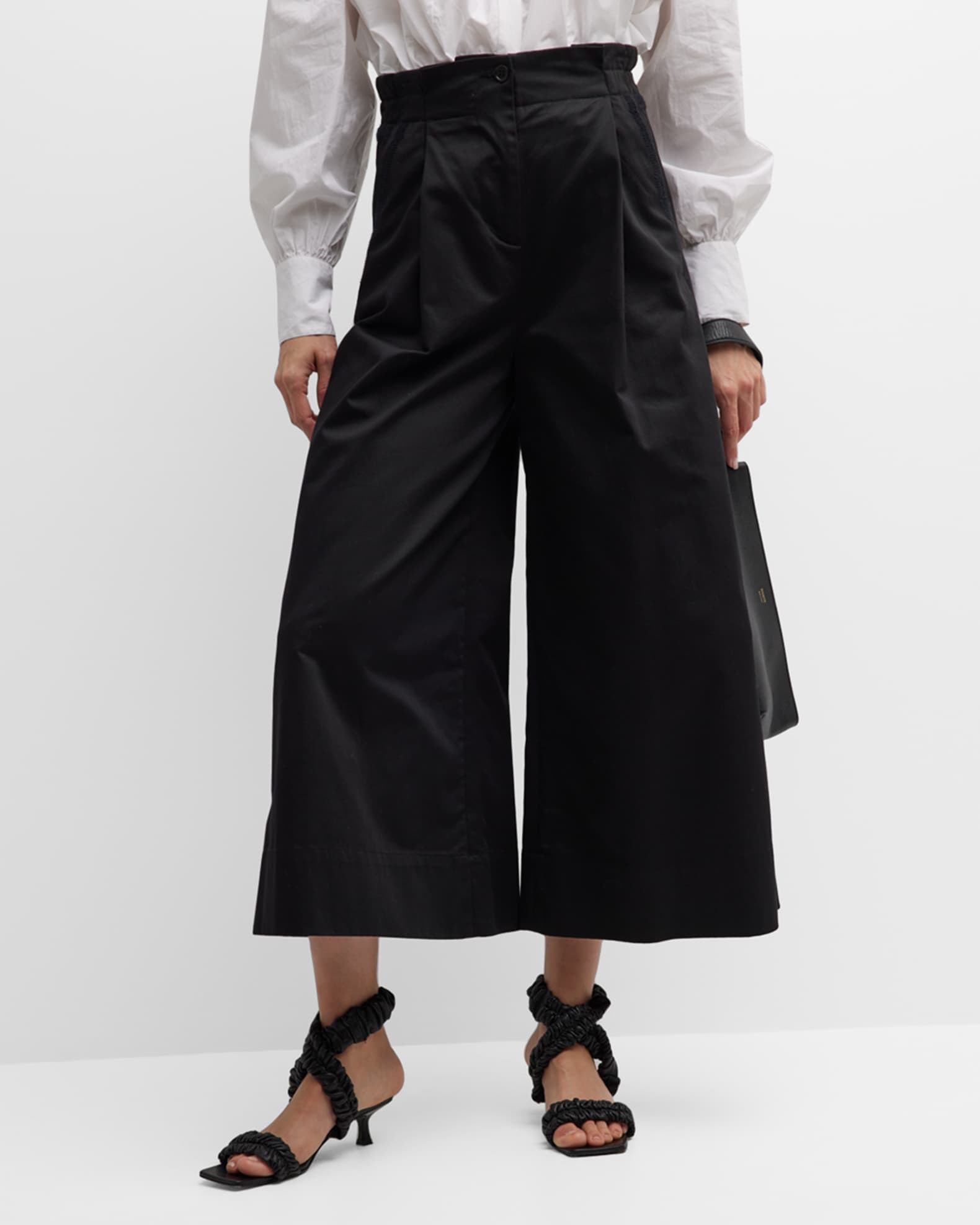 Merlette Sargent Embroidered Pleated Wide-Leg Pants | Neiman