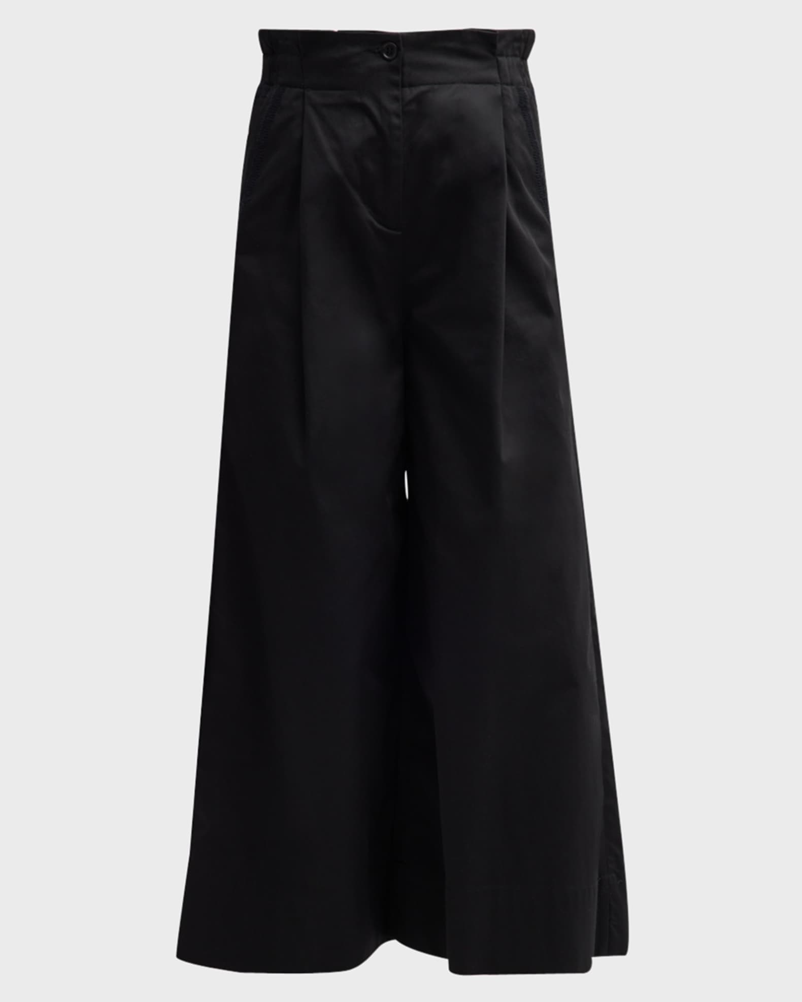 Merlette Sargent Embroidered Pleated Wide-Leg Pants