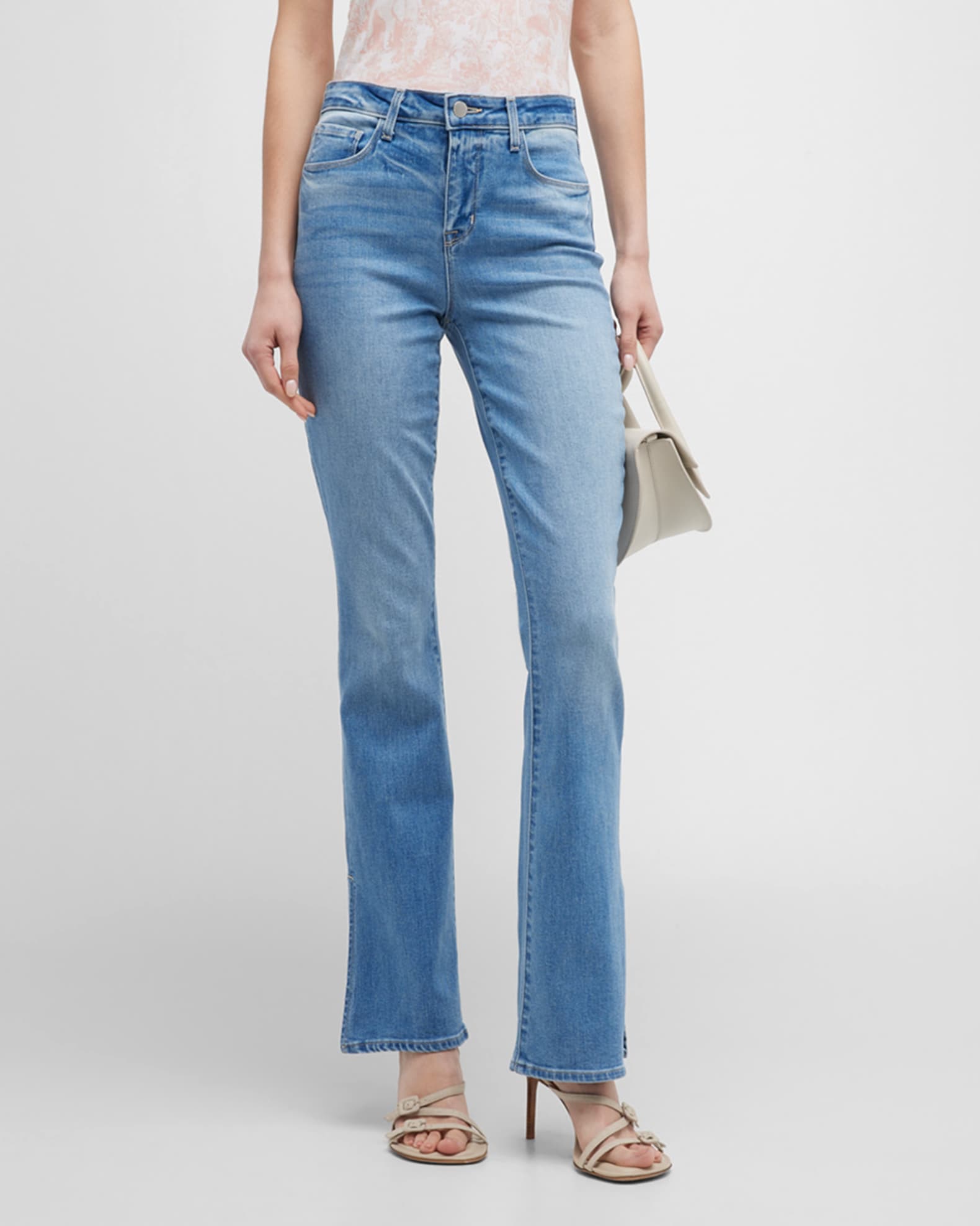 L'Agence Abilene High Rise Baby Bootcut Slit Jeans Neiman Marcus