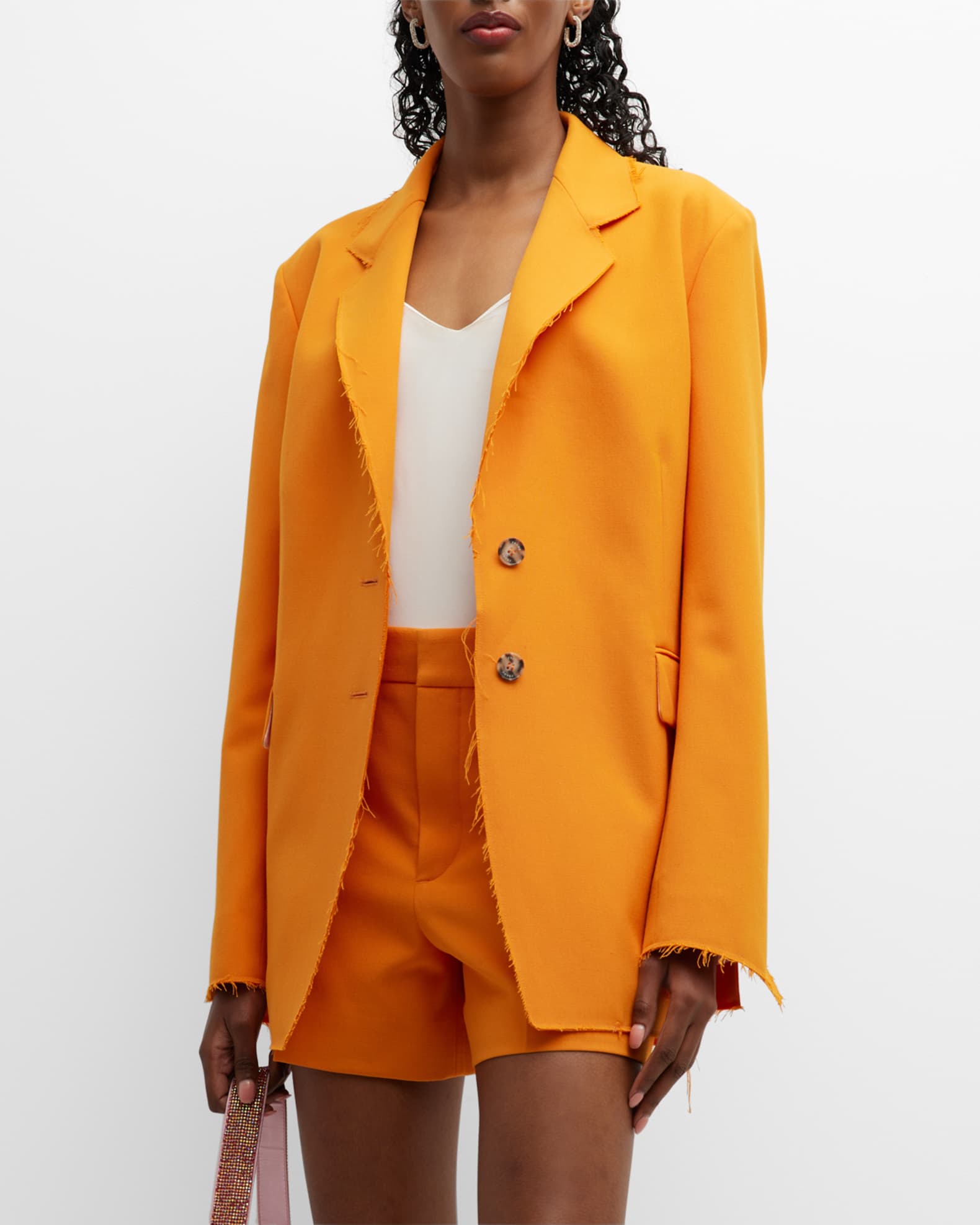 FRAME Oversized Raw Edge Blazer Neiman Marcus