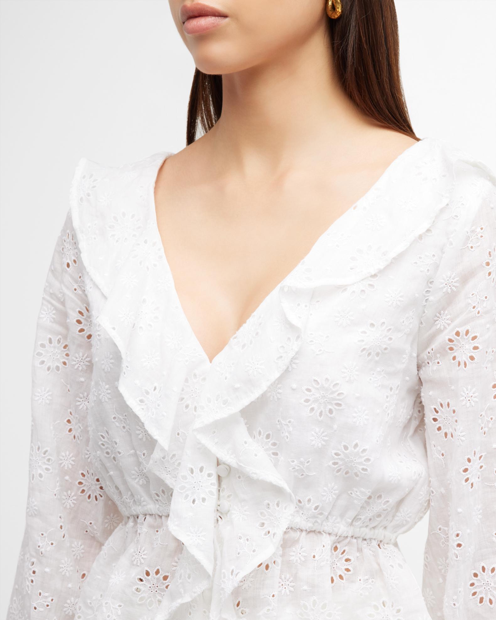 FRAME Ruffle-Front Eyelet Top | Neiman Marcus