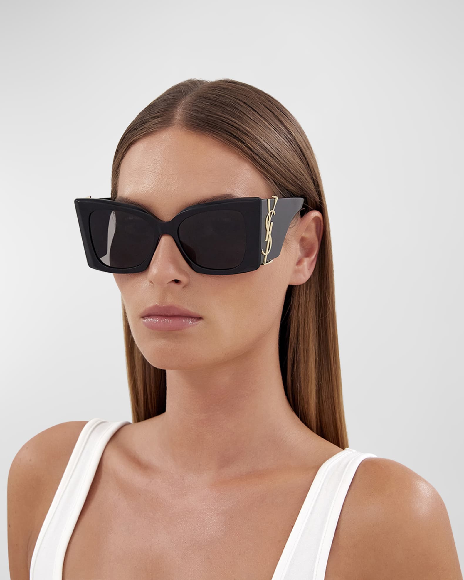 SAINT LAURENT - BOLD CAT-EYE MASK ’SL 73’ SUNGLASSES /BLACK