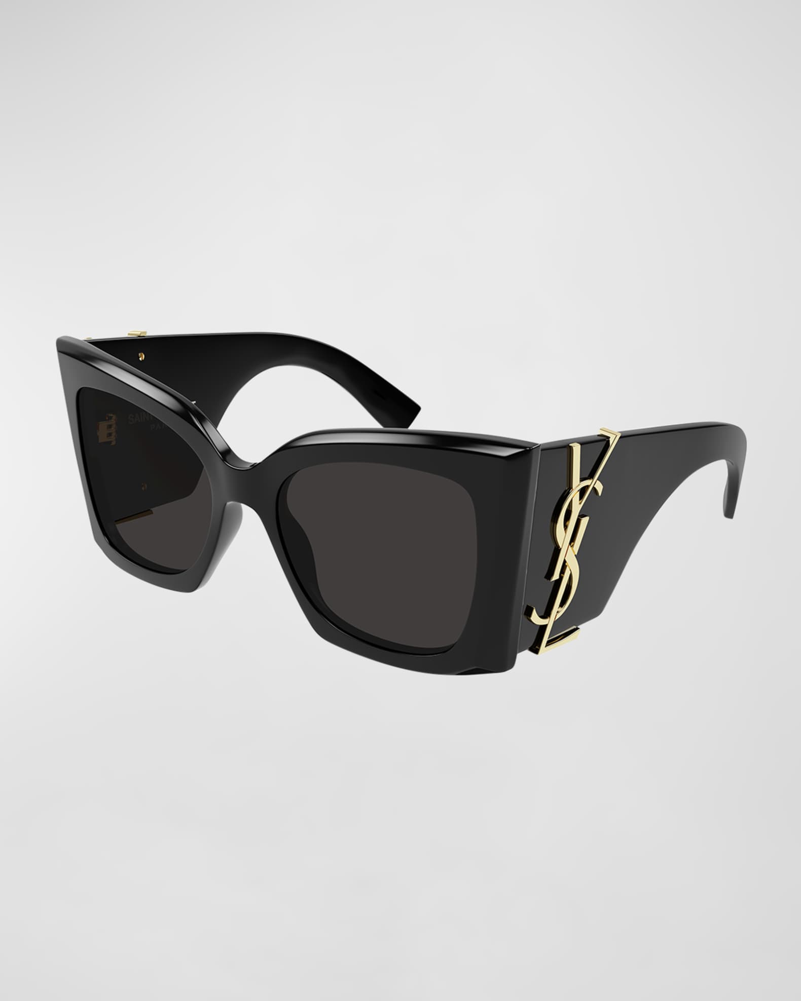  SAINT LAURENT Women's Oversized Cat Eye Sunglasses, Shiny  Black, One Size : Clothing, Shoes & Jewelry