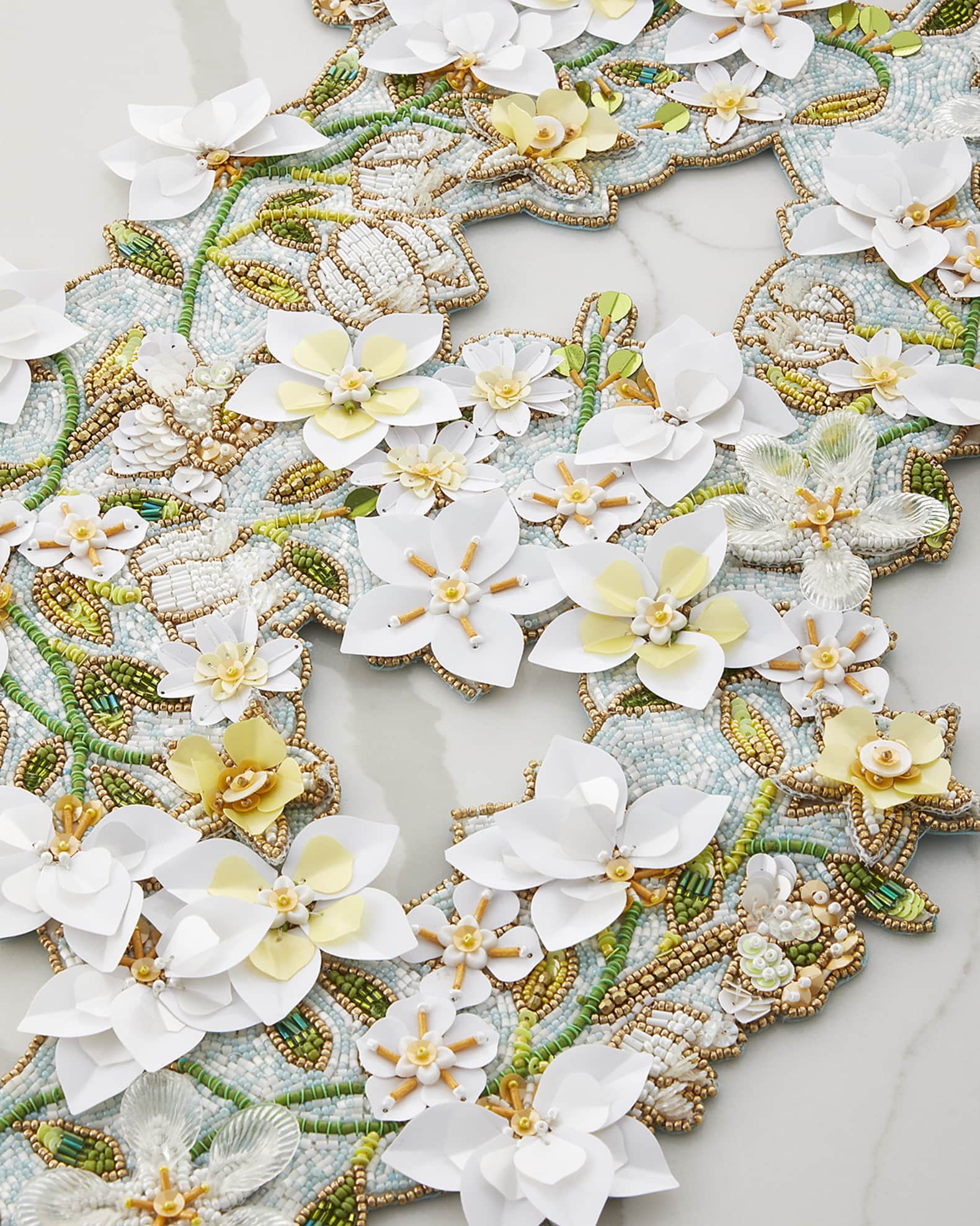 Kim Seybert Gardenia Beaded Table Runner Neiman Marcus