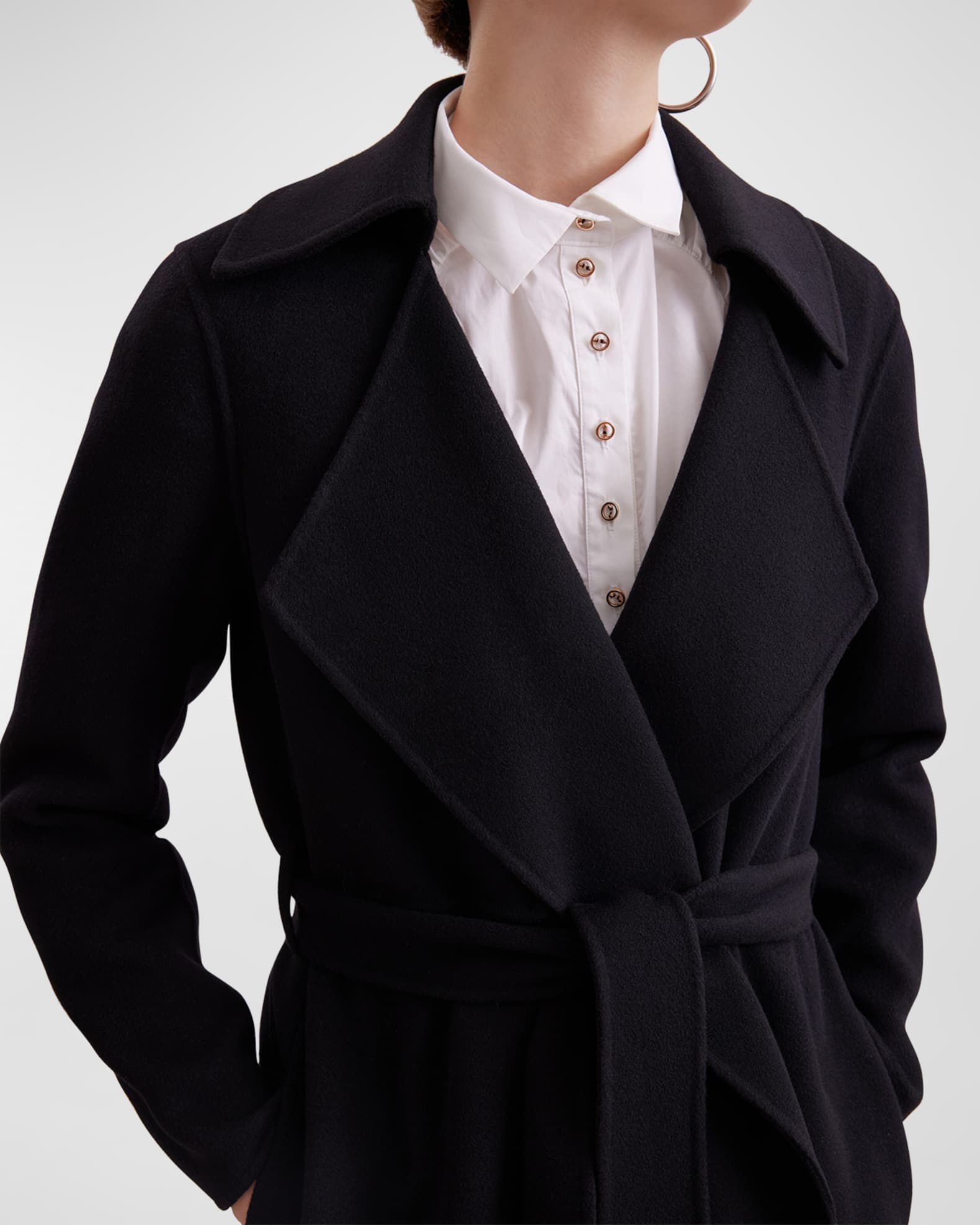Anne Fontaine Delacroix Belted Wool Blend Wrap Jacket Neiman Marcus