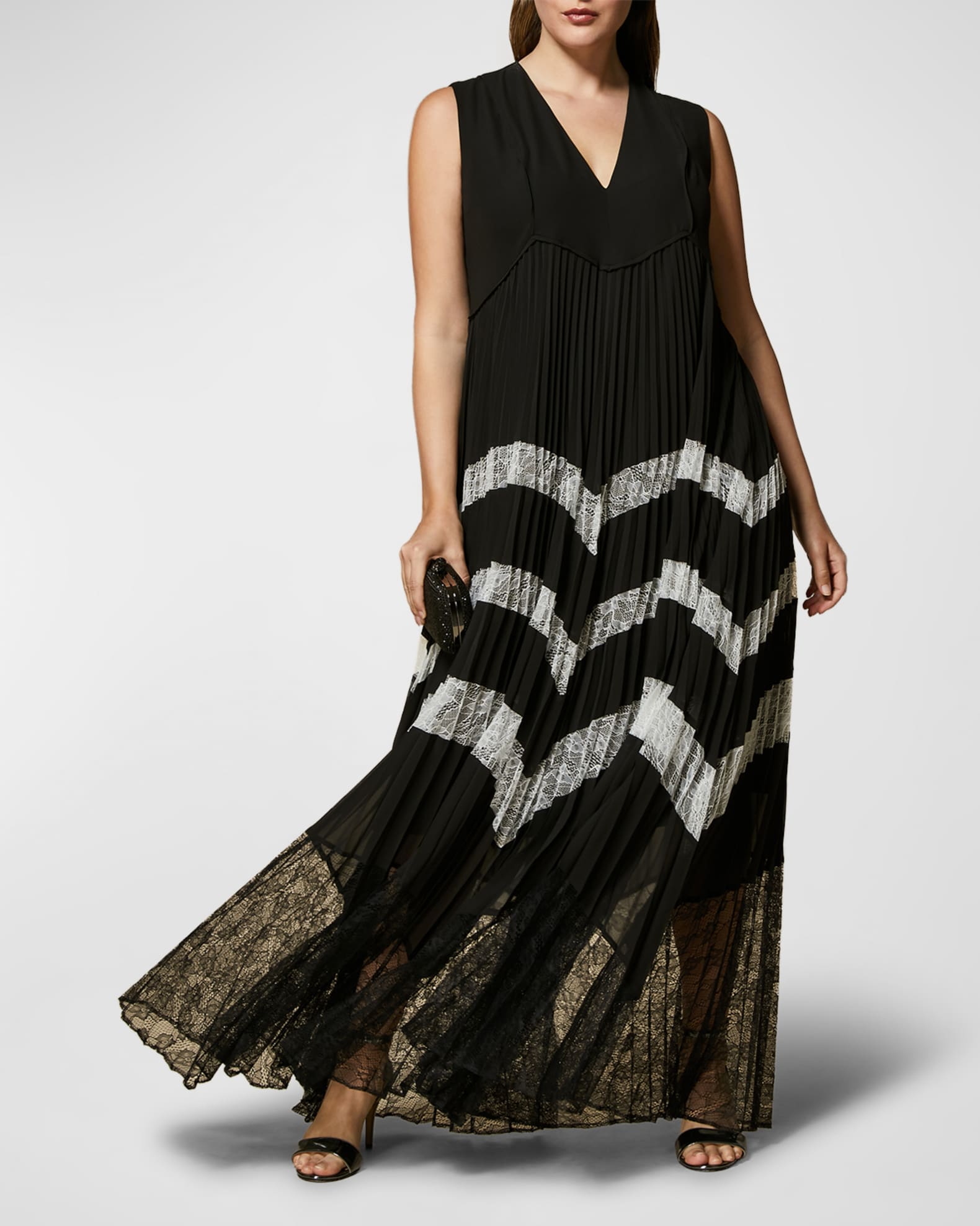 Bcbg Pleated Lace Inset Gown Evening Dresses Bcbg Pleated Lace Inset Gown  Shop Bcbg Pleated