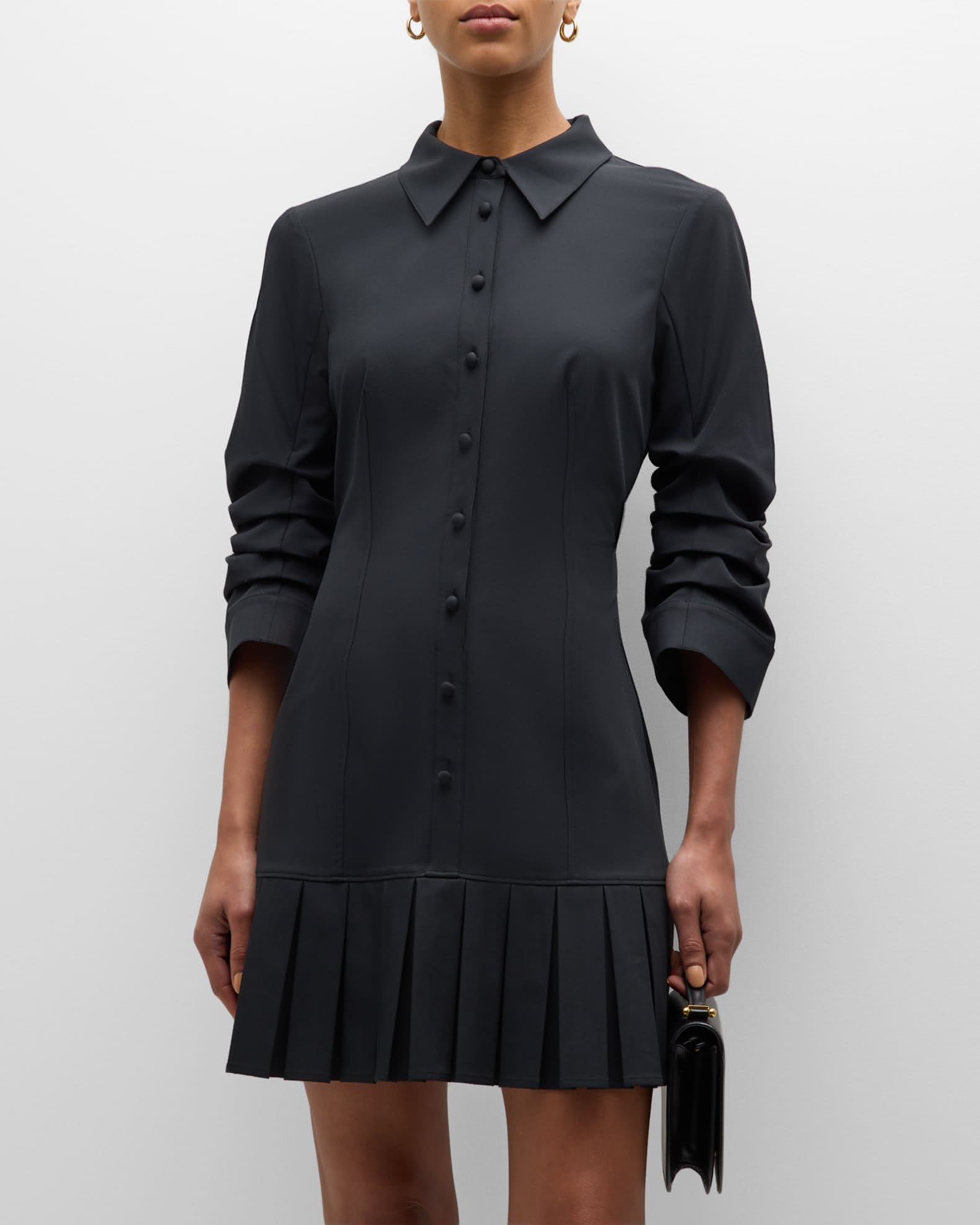 strapless open back dress Medium Wash Button Down Pleated Mini Dress