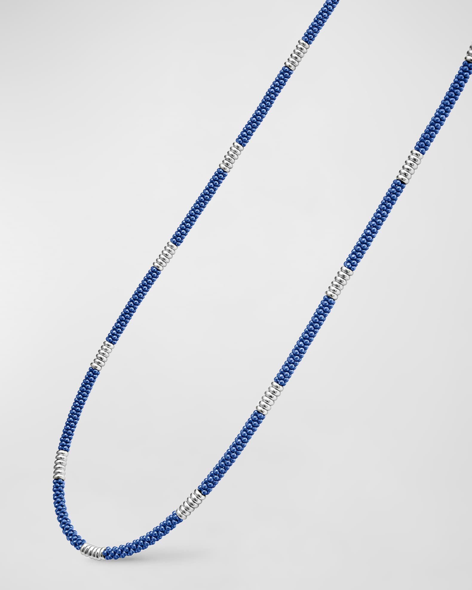 Sterling Silver Blue Cavair Beaded Necklace  1