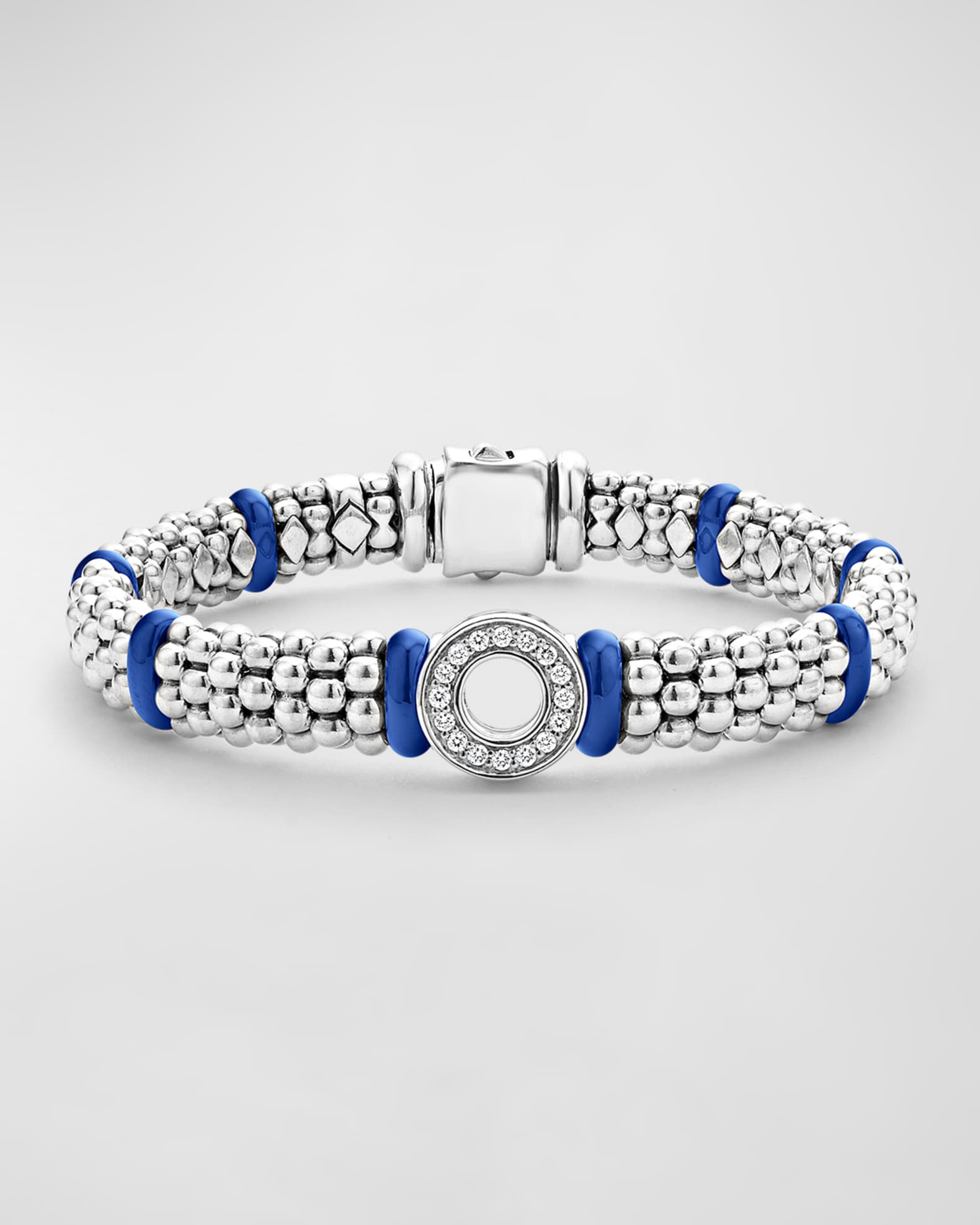 LAGOS Blue Caviar Marine Ceramic 9mm Rope Bracelet with 11mm Diamond Circle
