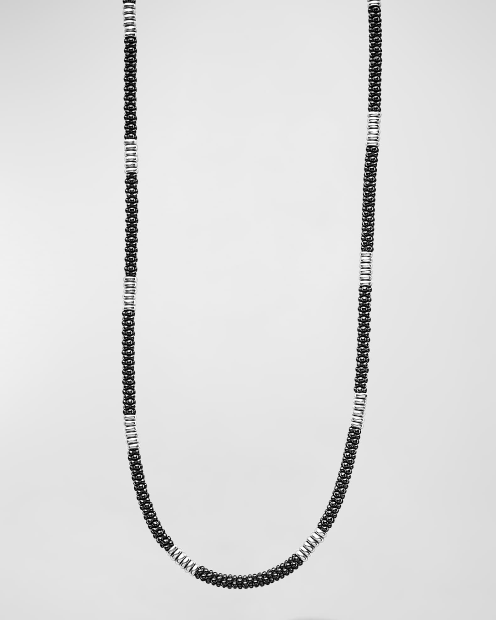 LAGOS Sterling Silver Black Caviar Beaded Necklace Neiman Marcus