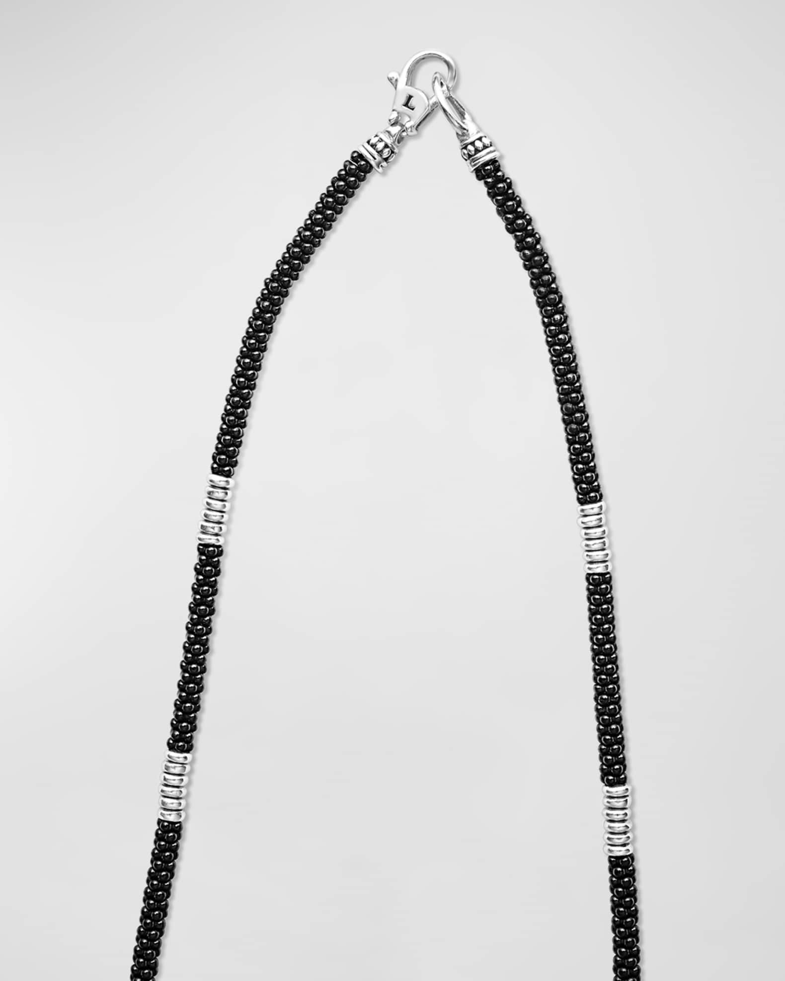 LAGOS Sterling Silver Black Caviar Beaded Necklace Neiman Marcus