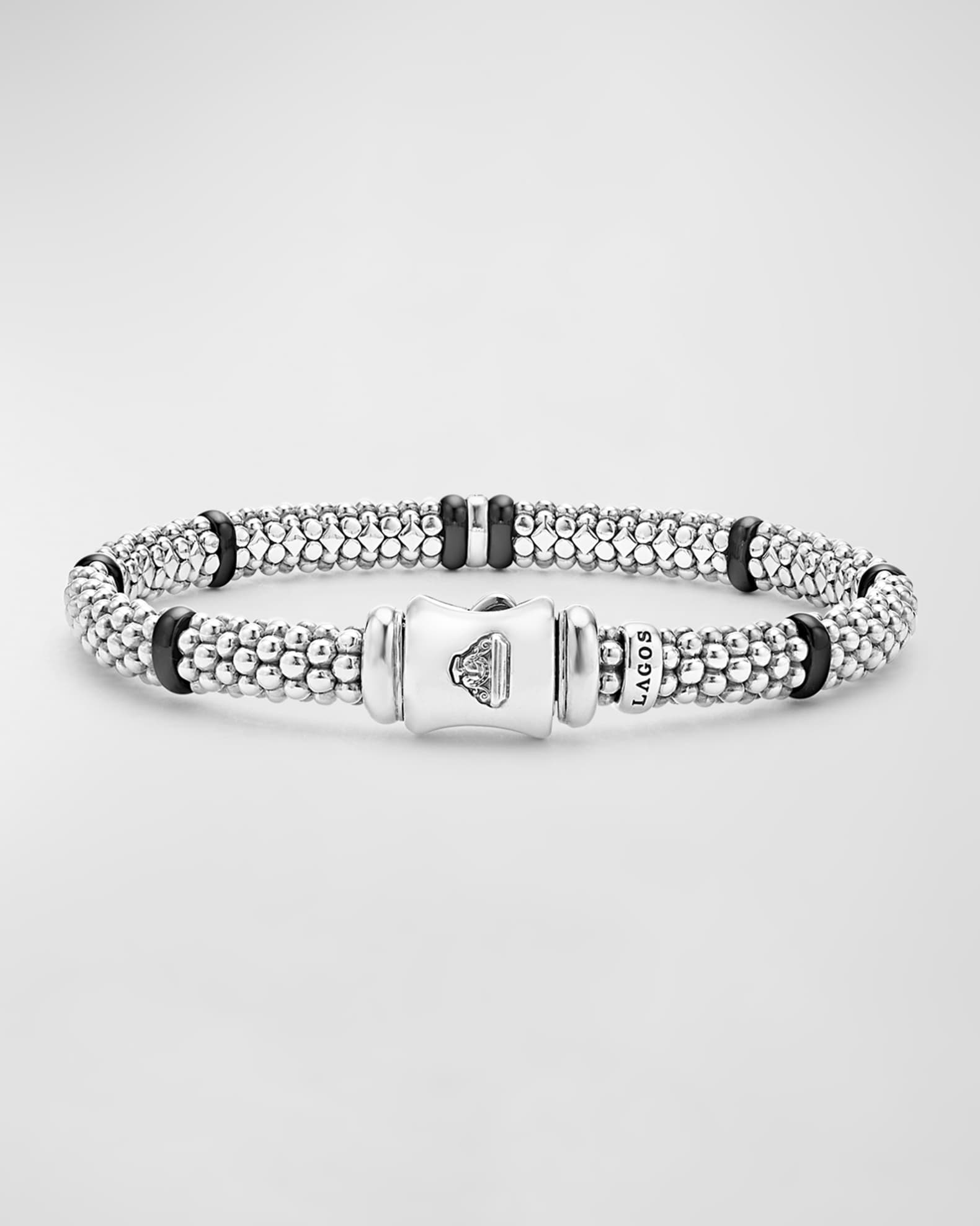LAGOS Sterling Silver Black Caviar Diamond Bracelet Neiman Marcus