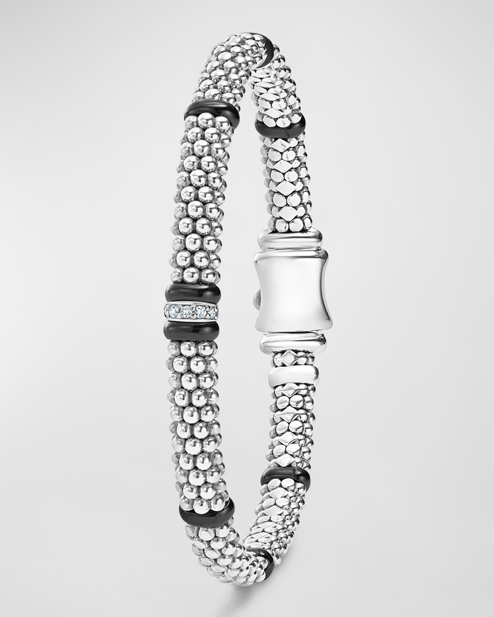 LAGOS Sterling Silver Black Caviar Diamond Bracelet Neiman Marcus