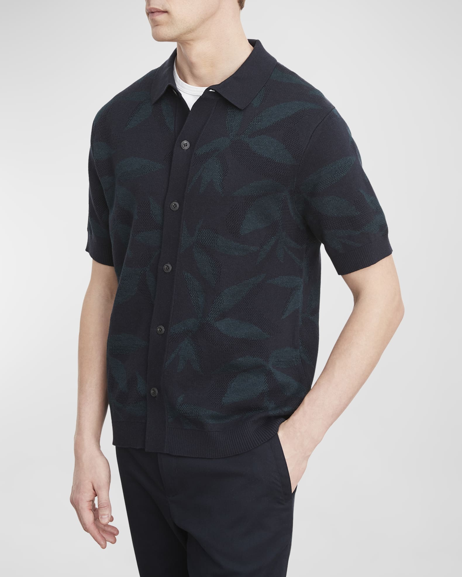 Davi & Dani Garment Washed Jacquard Button Front Shirt