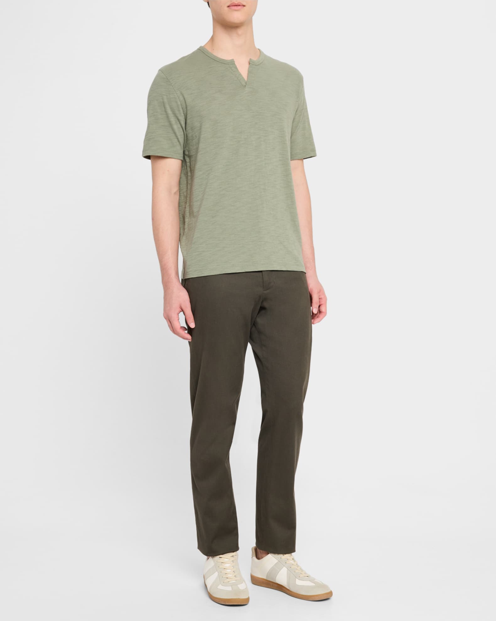 Men's Split-Neck Slub Cotton T-Shirt 1