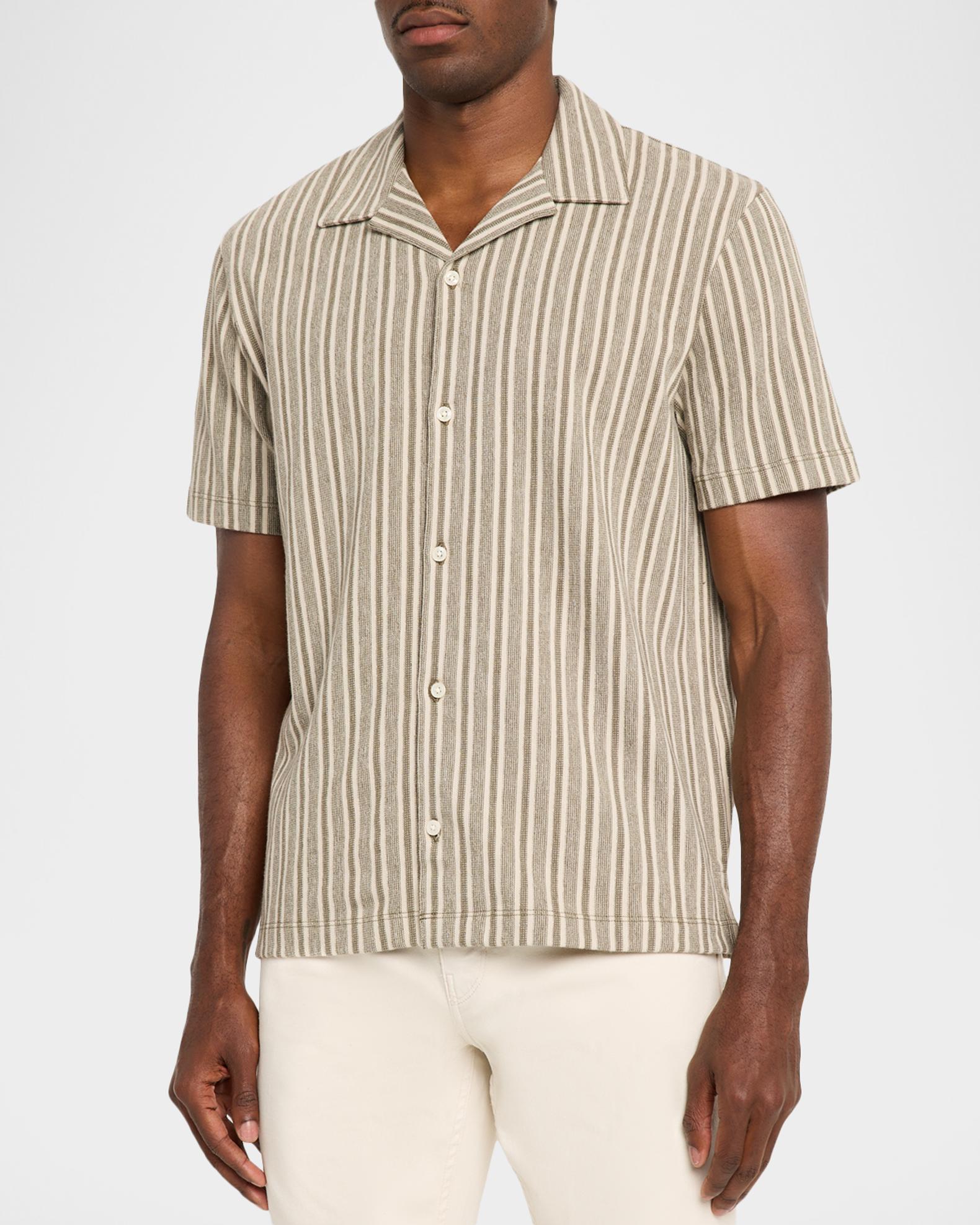 Vince Men's Cabana Stripe Short-Sleeve Shirt | Neiman Marcus
