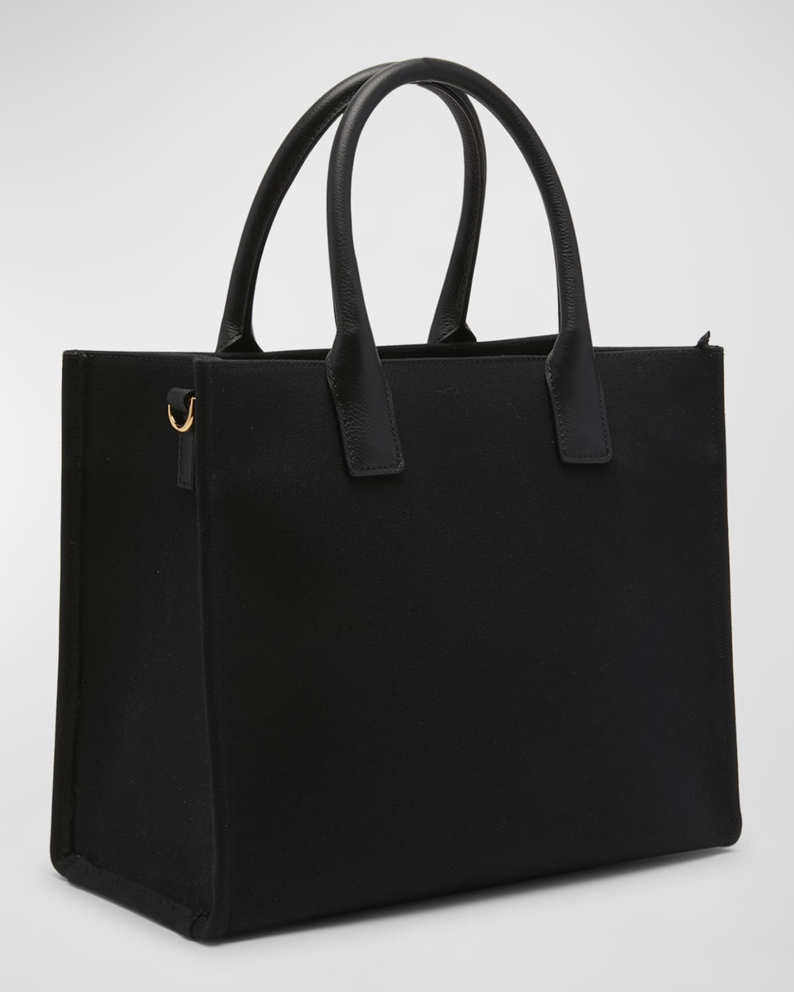 Versace★素敵！Black Canvas Silver Medusa Head Tote Bag Versace Black Leather Trimmed Silver Medusa Head Handbag