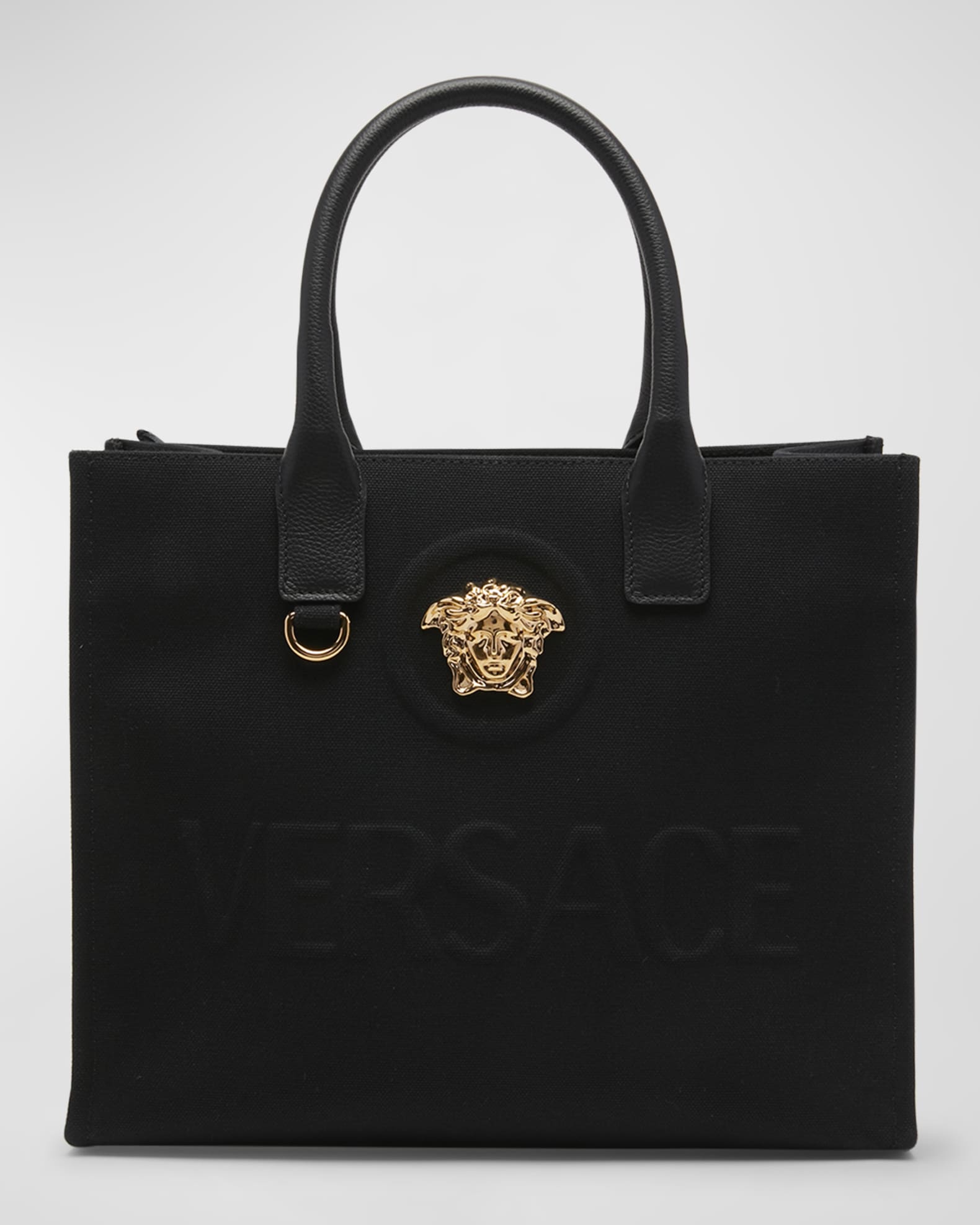 La Medusa Mini Leather Tote in Black - Versace