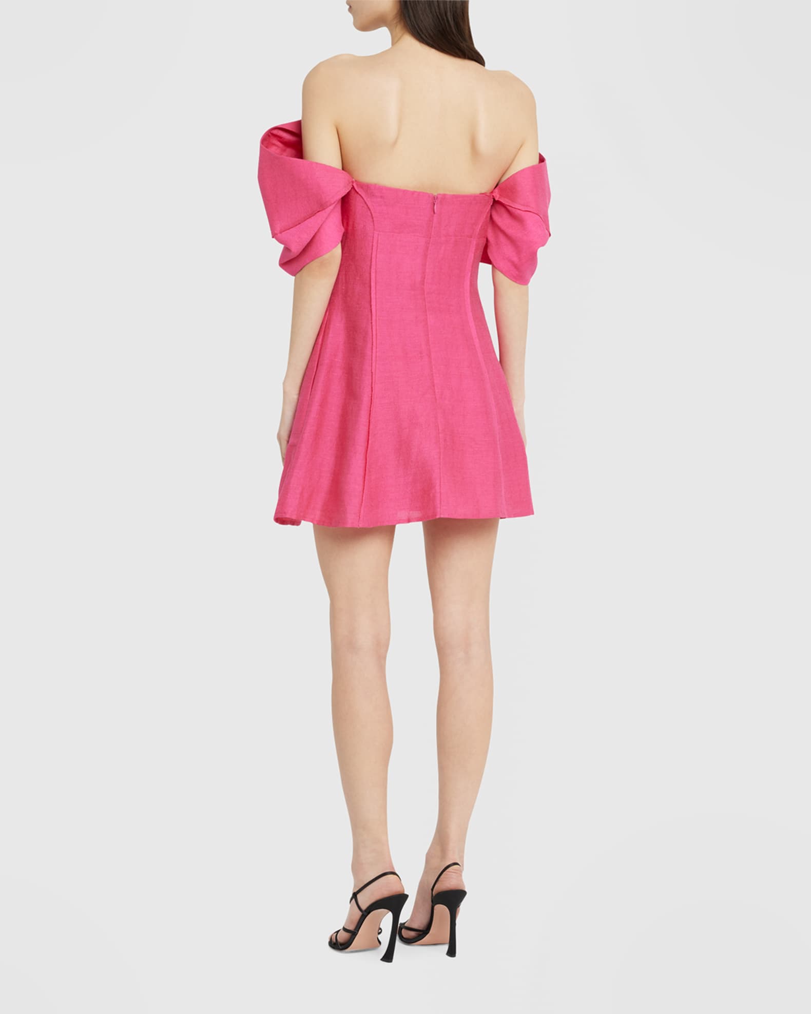 Cult Gaia Asal Ruffled Off-Shoulder Mini Silk Dress | Neiman Marcus