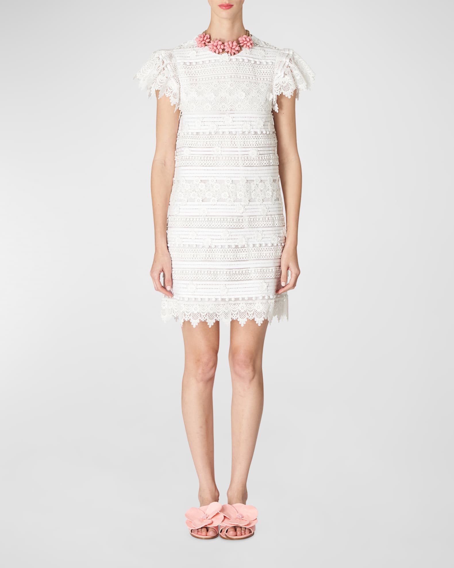 All My Adoration White Lace Halter Shift Dress