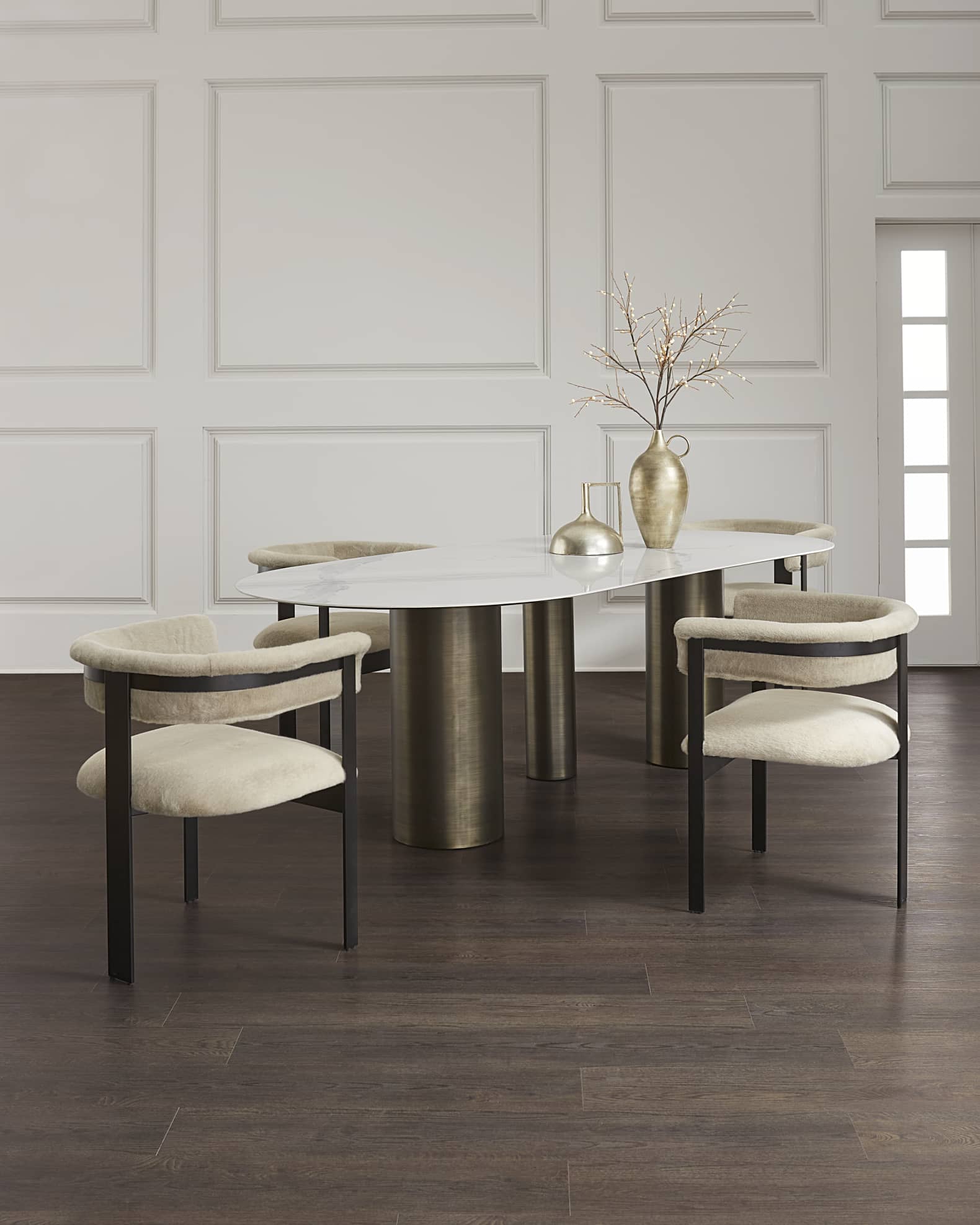 Interlude Home Darcy Fawn Faux Fur Dining Chair Neiman Marcus