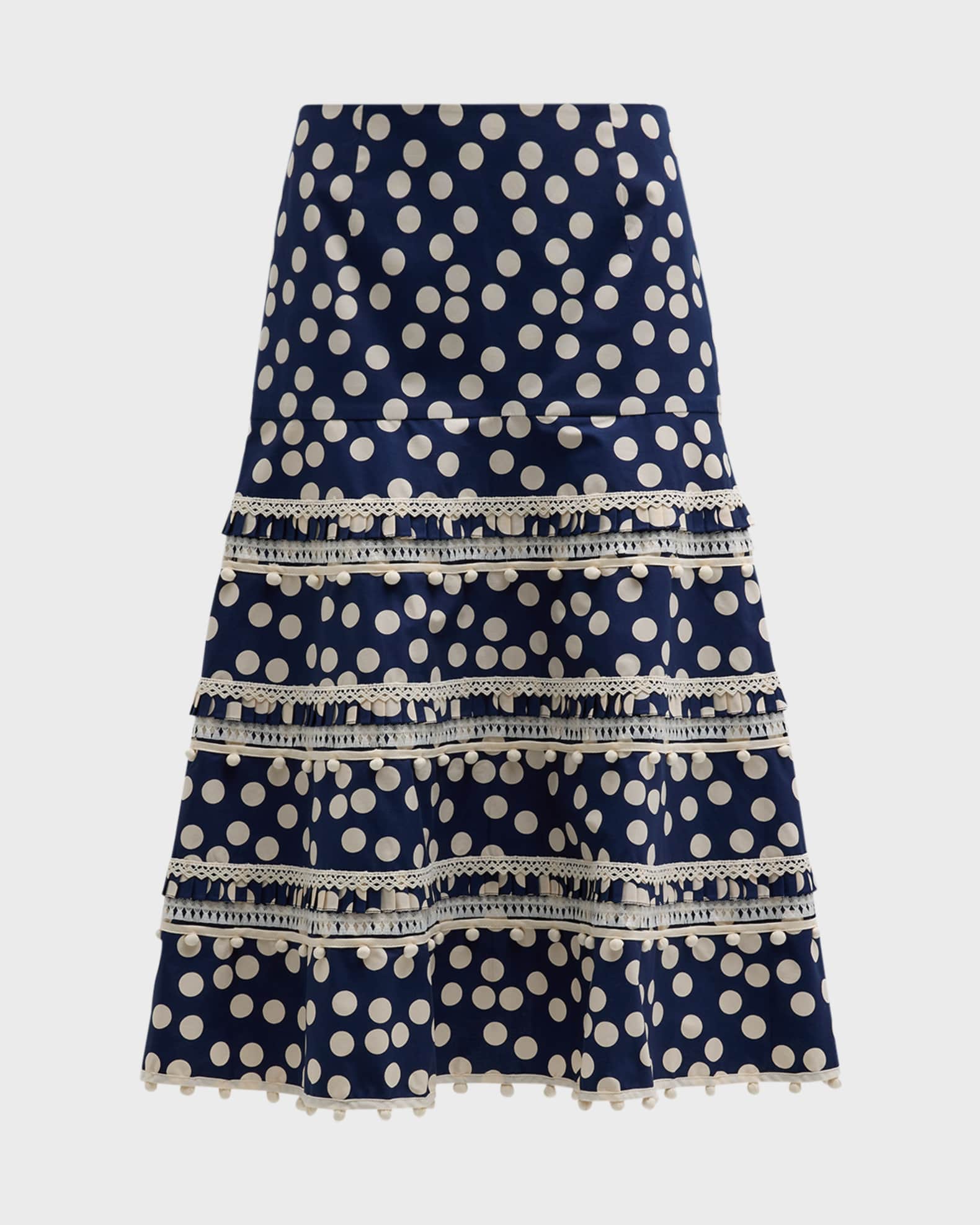Polka Dots Printed Tiered Skirt - Denim main image 1
