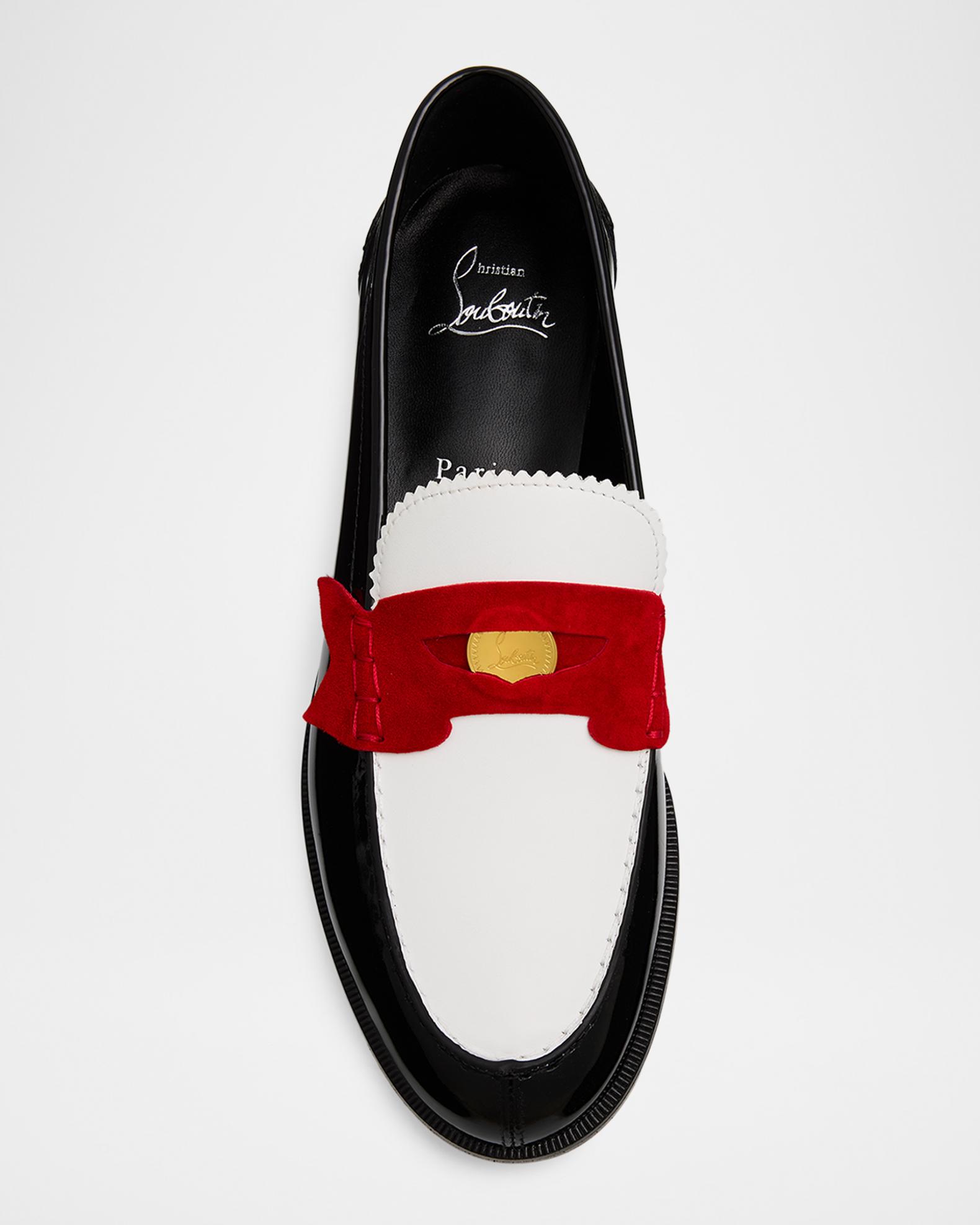 Christian Louboutin Donna Patent Red Sole Penny Loafers 
