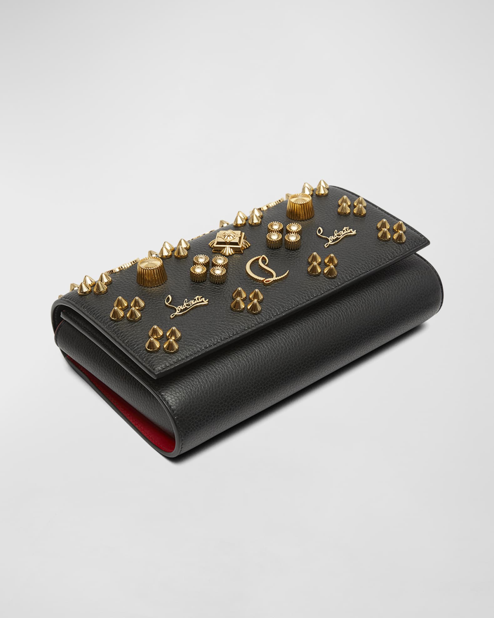 Christian Louboutin clutch bag Blaster leather black gold and silver studs  Men's