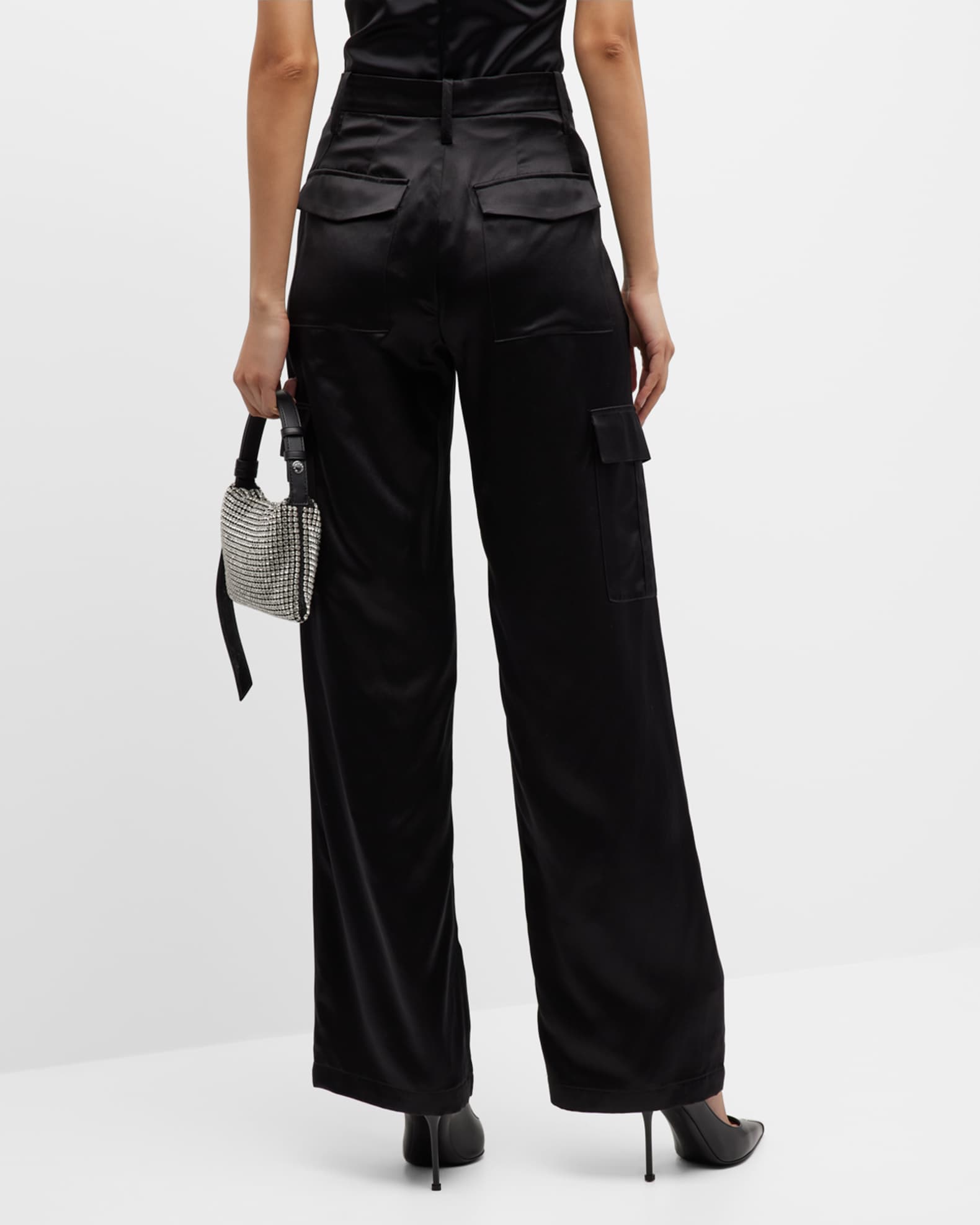 SPRWMN Baggy Low-Rise Silk Cargo Pants | Neiman Marcus